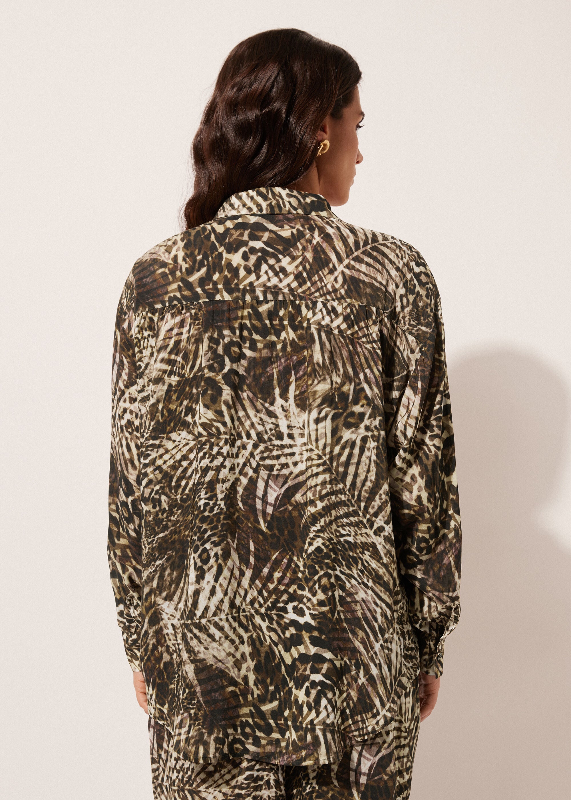 חולצה מכופתרת הדפס עם הדפס Tropical Animalier