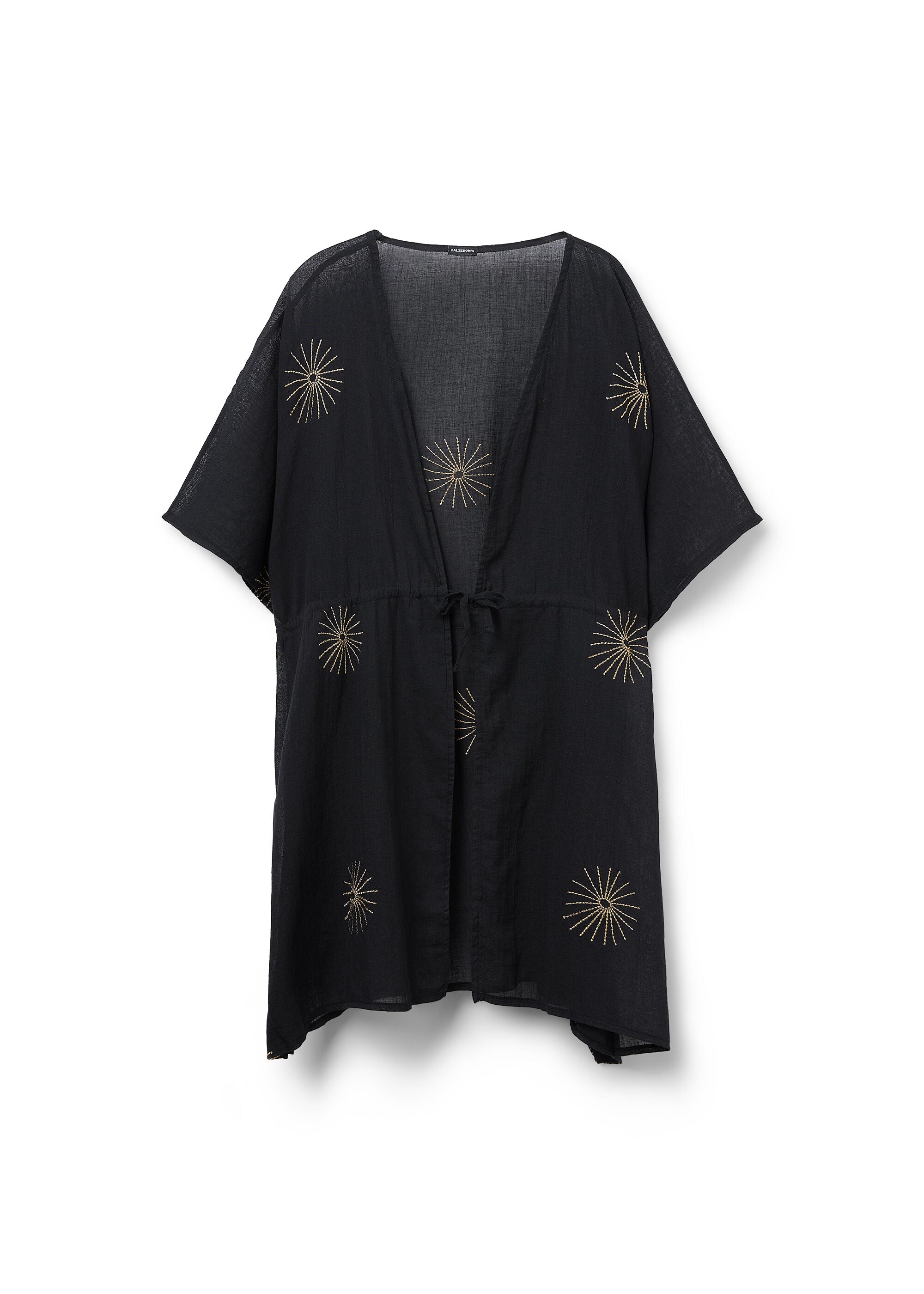 חולצת כפתן כותנה עם רקמה