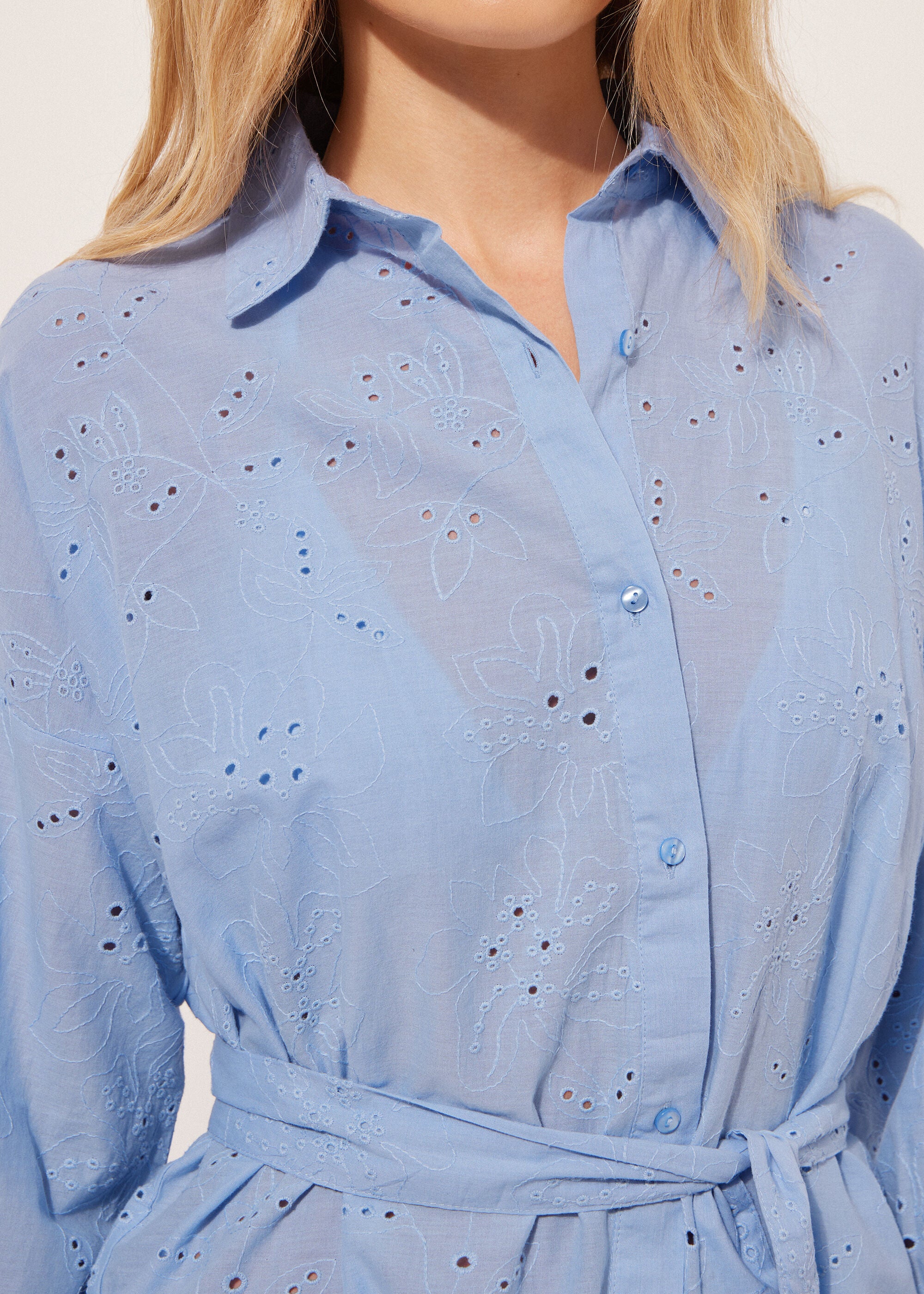 שמלת מיני Broderie Anglaise