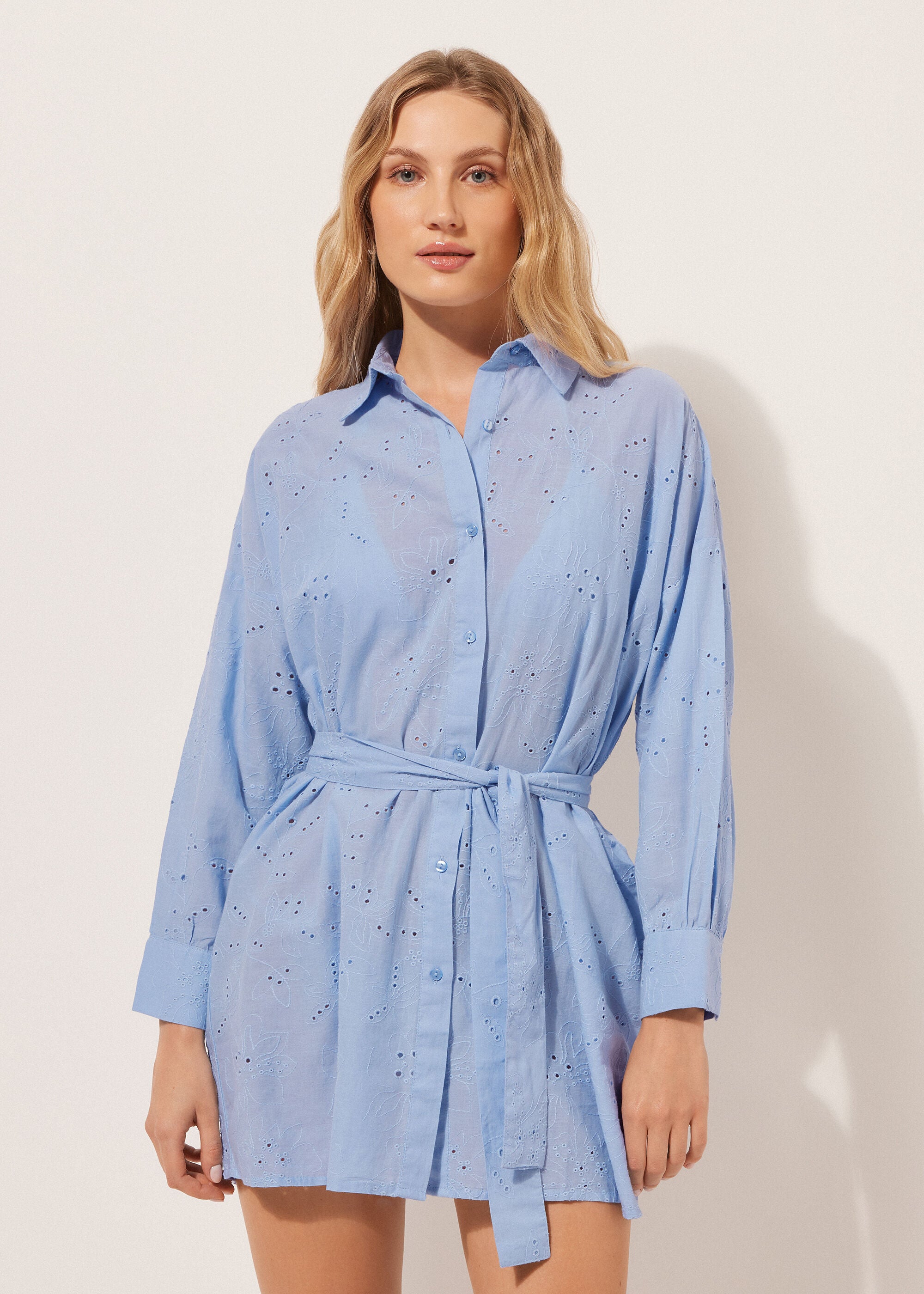 שמלת מיני Broderie Anglaise