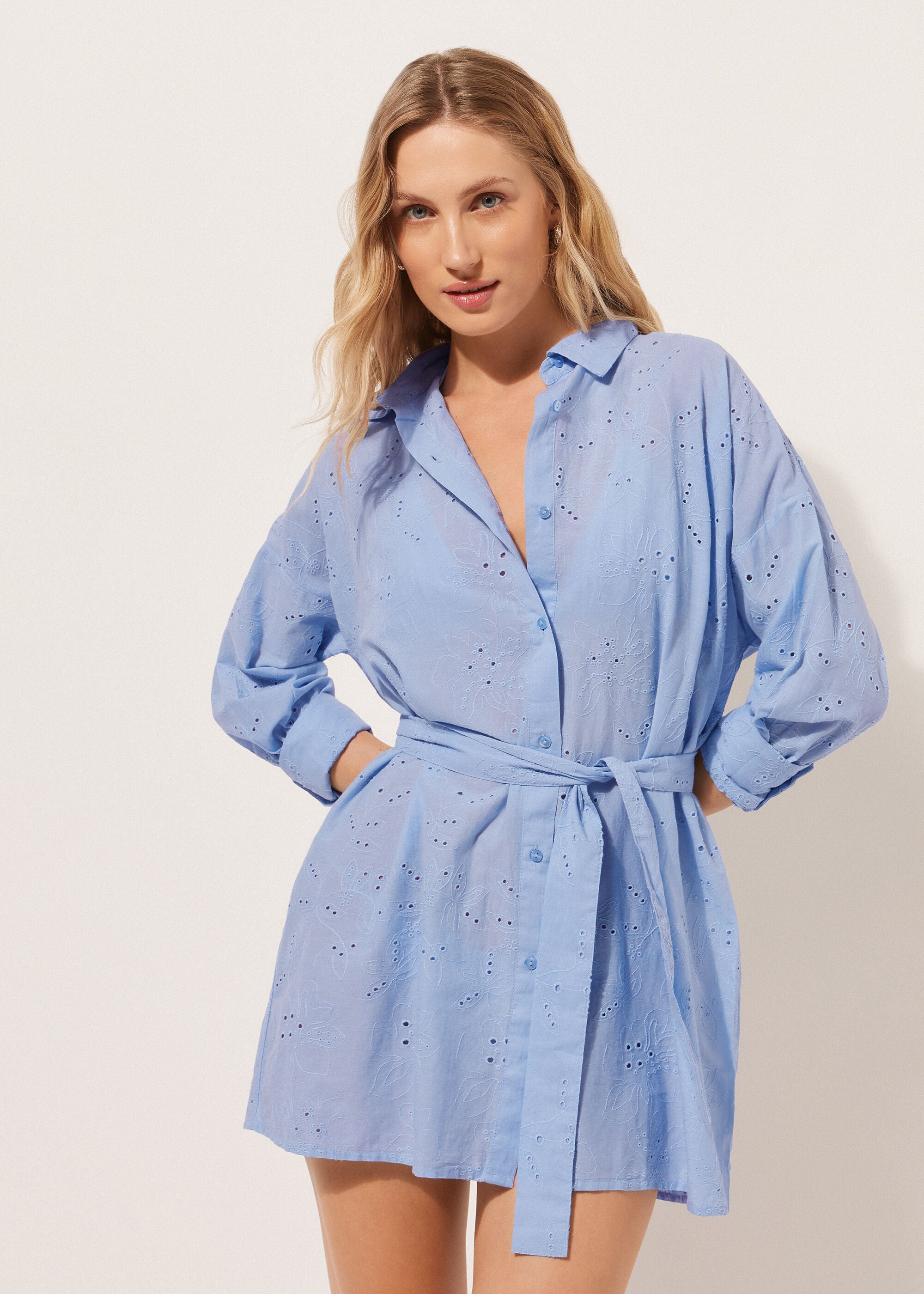 שמלת מיני Broderie Anglaise