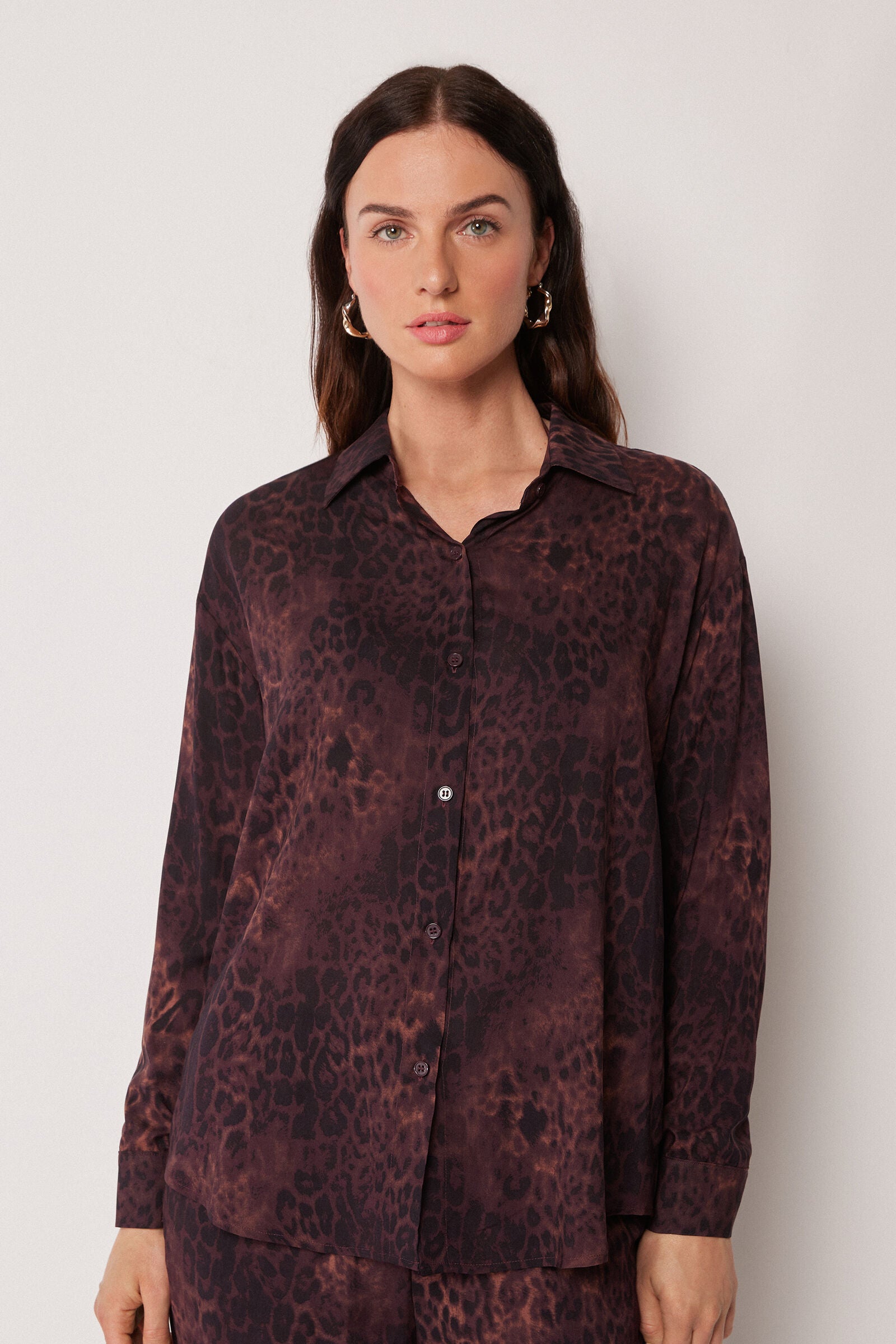 חולצה מכופתרת בהדפס Dark Animalier