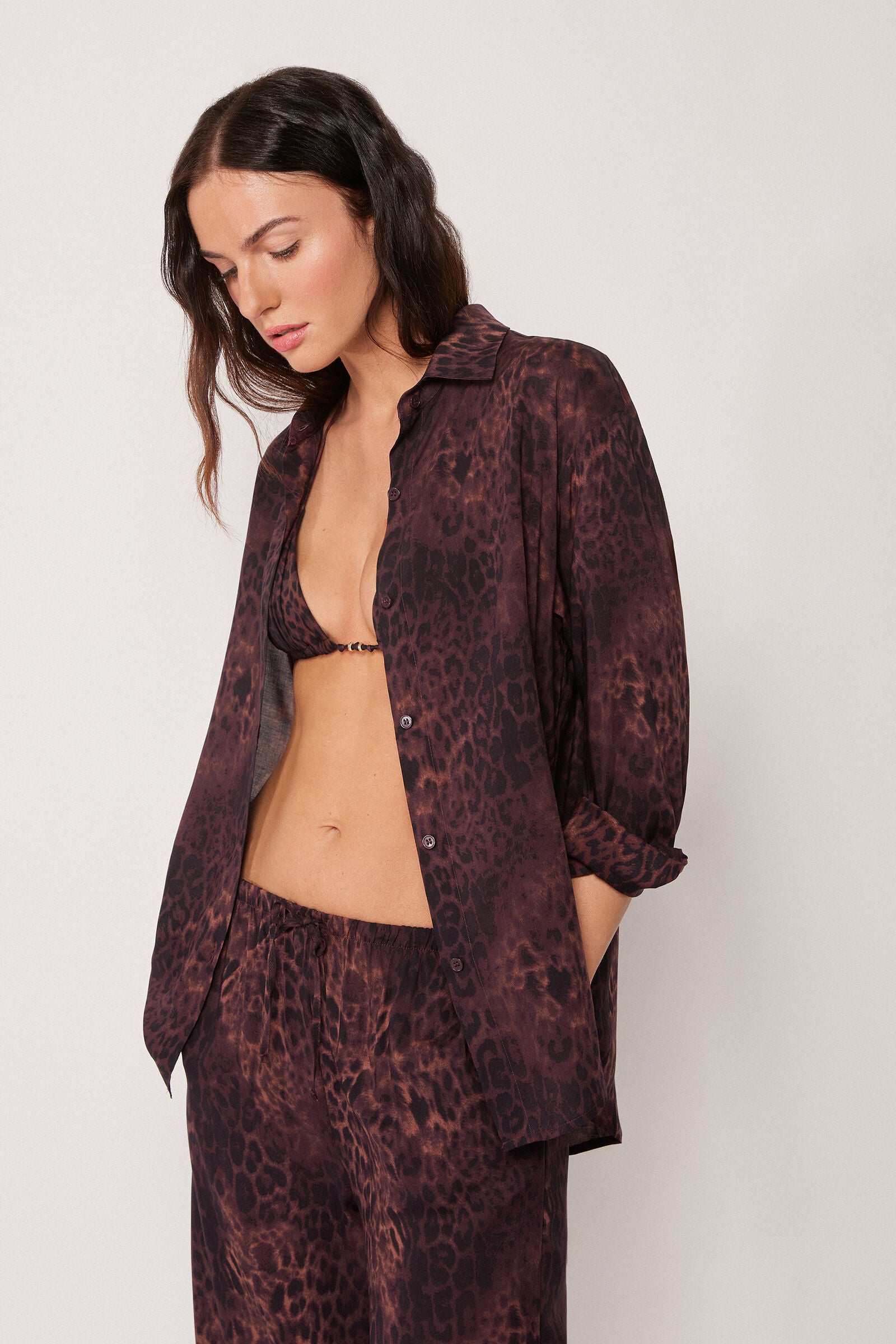 חולצה מכופתרת בהדפס Dark Animalier