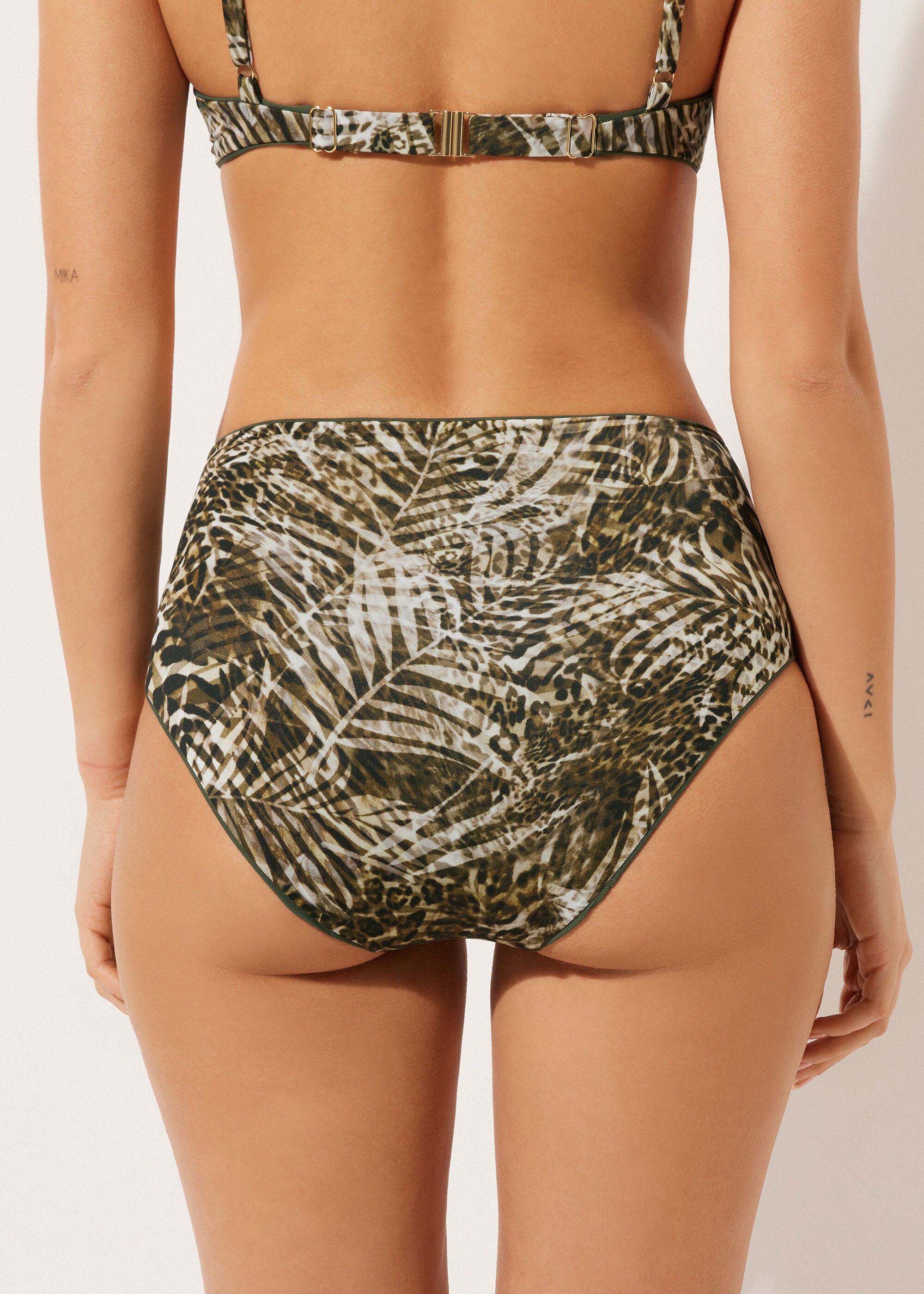 תחתוני ביקיני High-Waisted Tropical Animalier