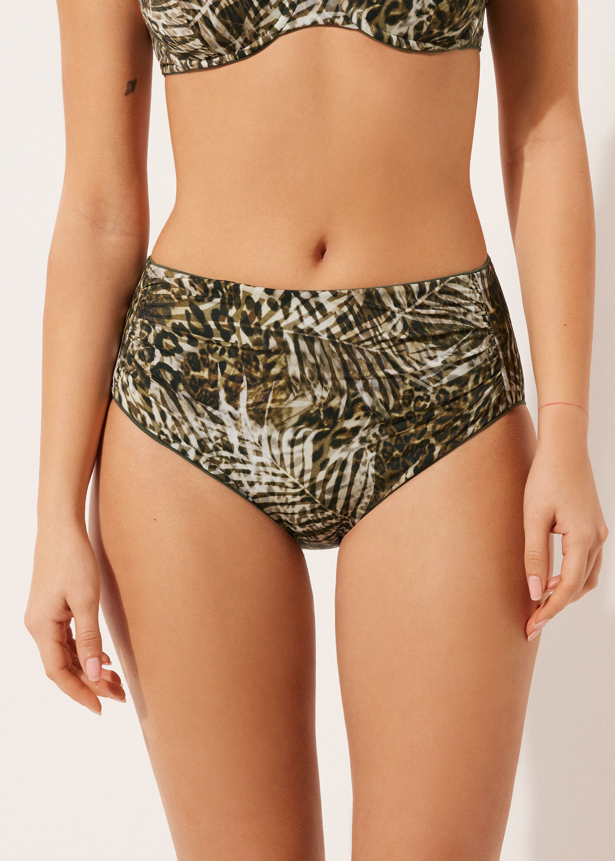 תחתוני ביקיני High-Waisted Tropical Animalier