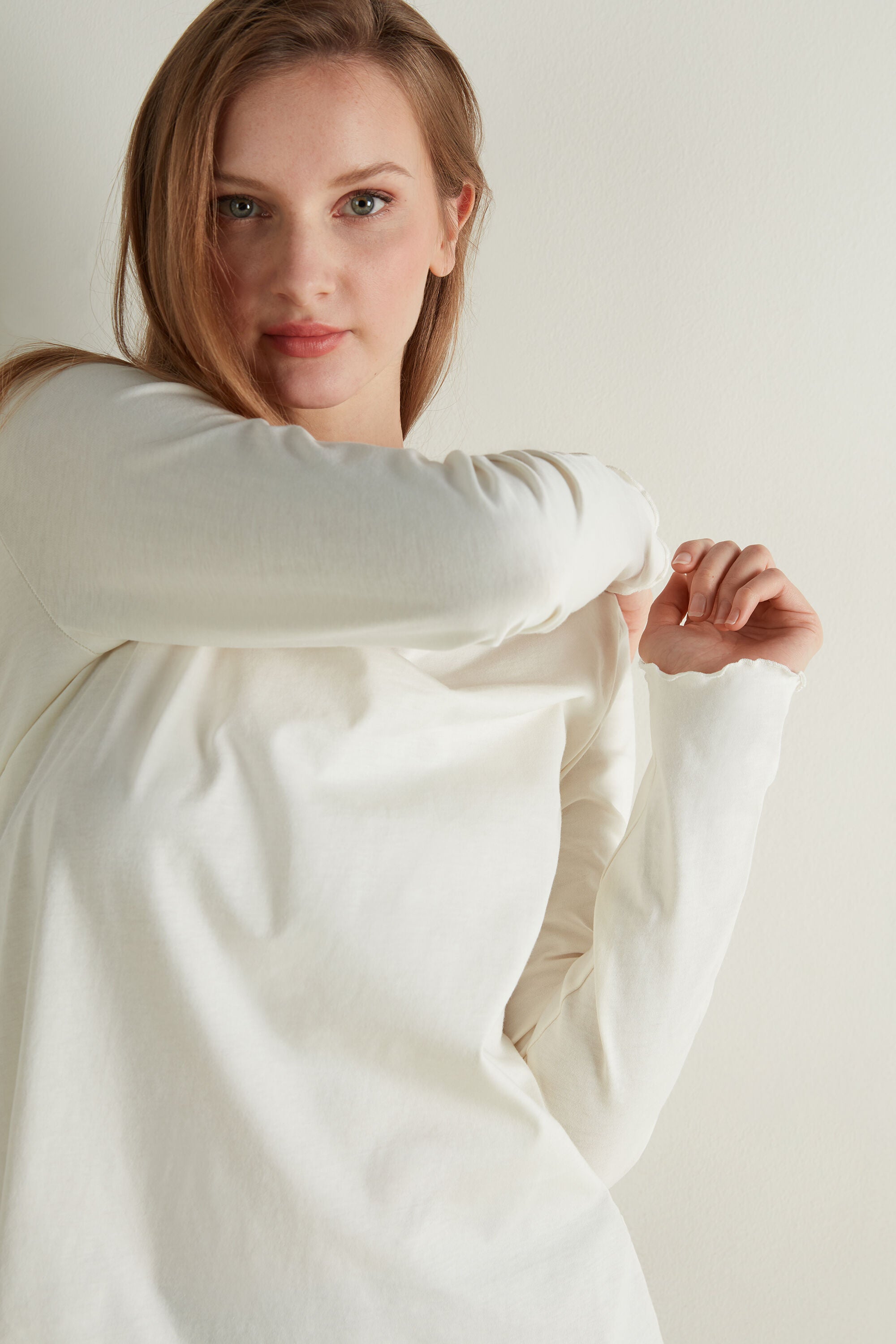 חולצה ארוכה Rolled Hem