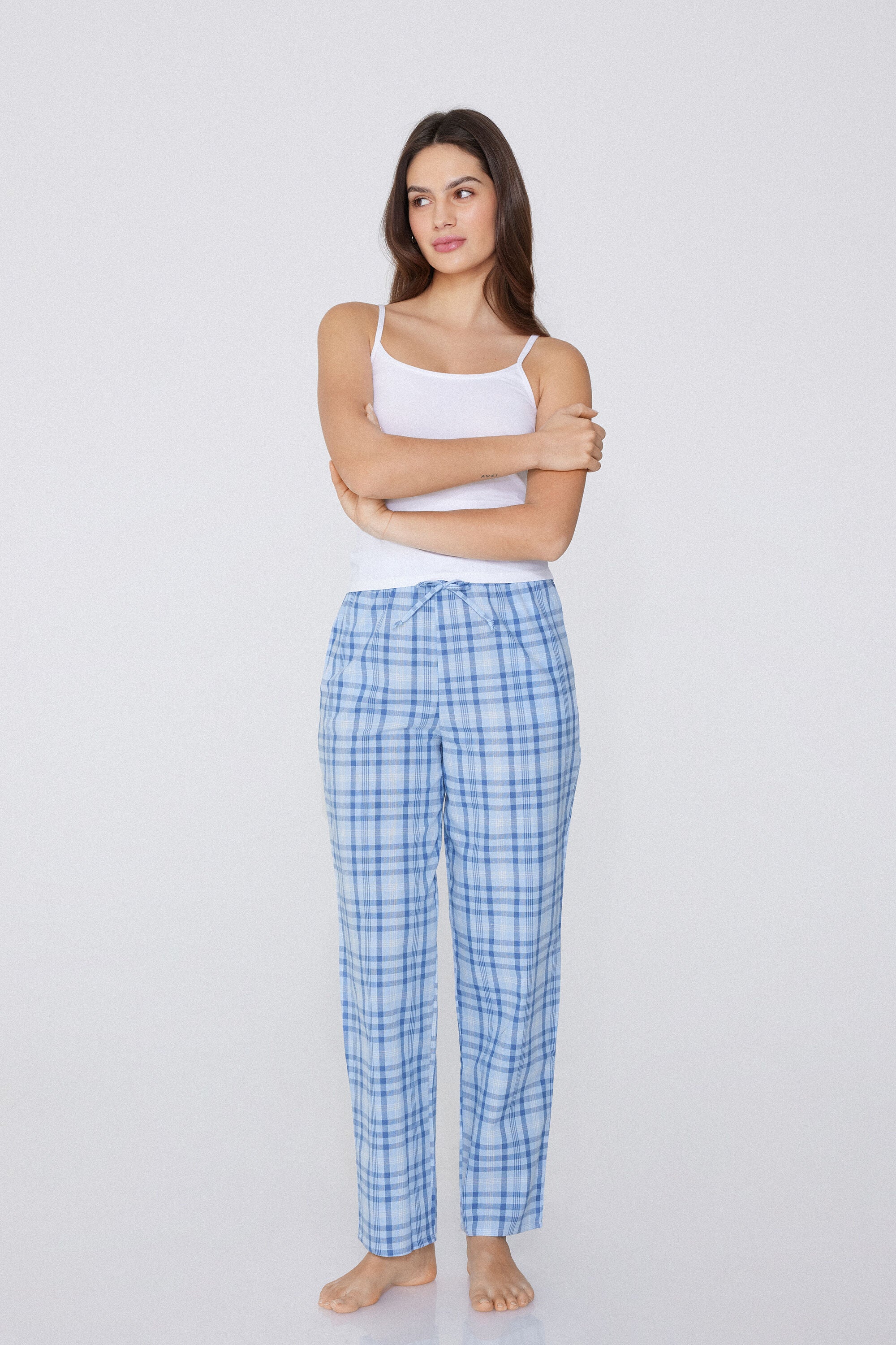 מכנסיים ארוכים בהדפס משבצות