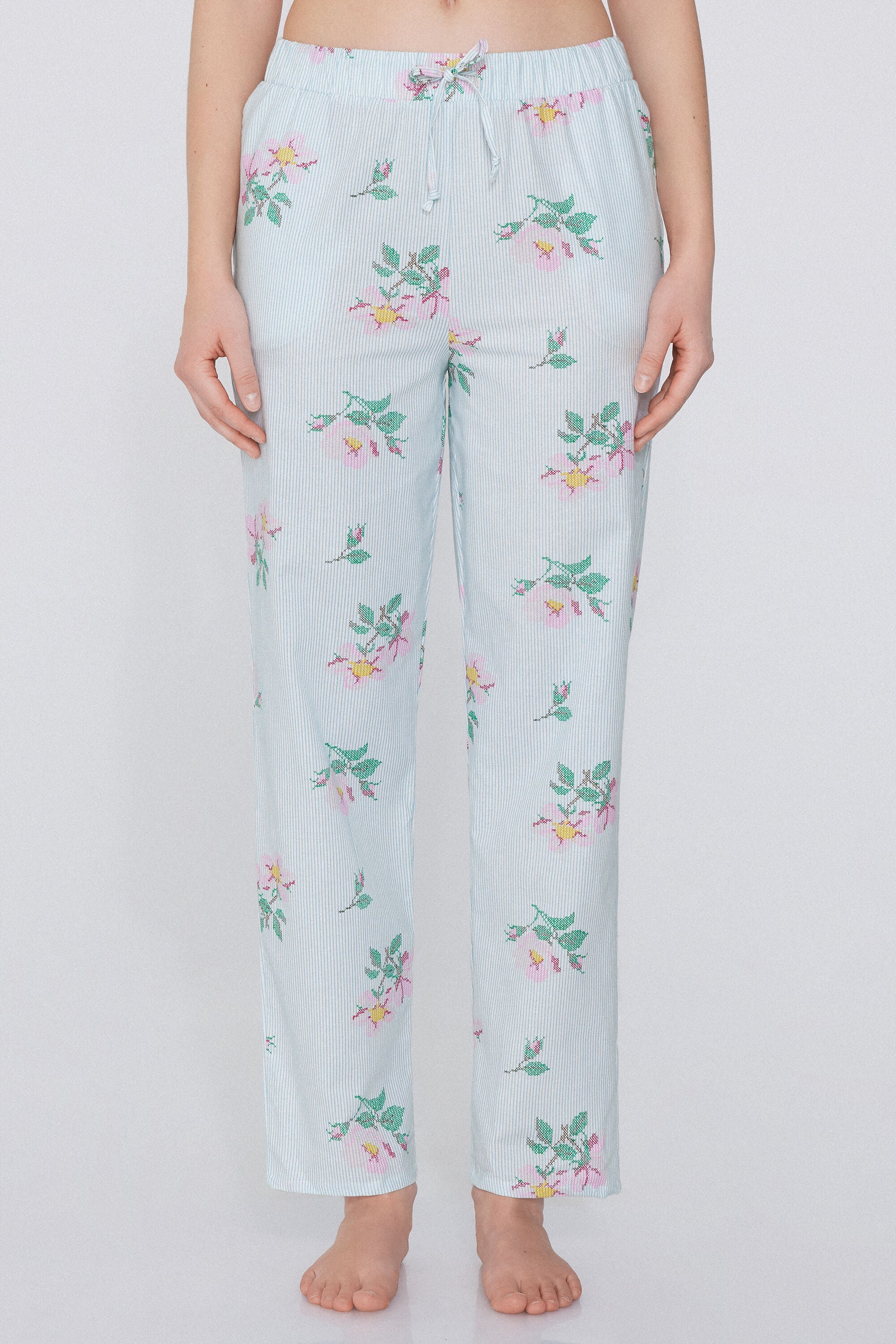 מכנסיים ארוכים בהדפס פרחוני