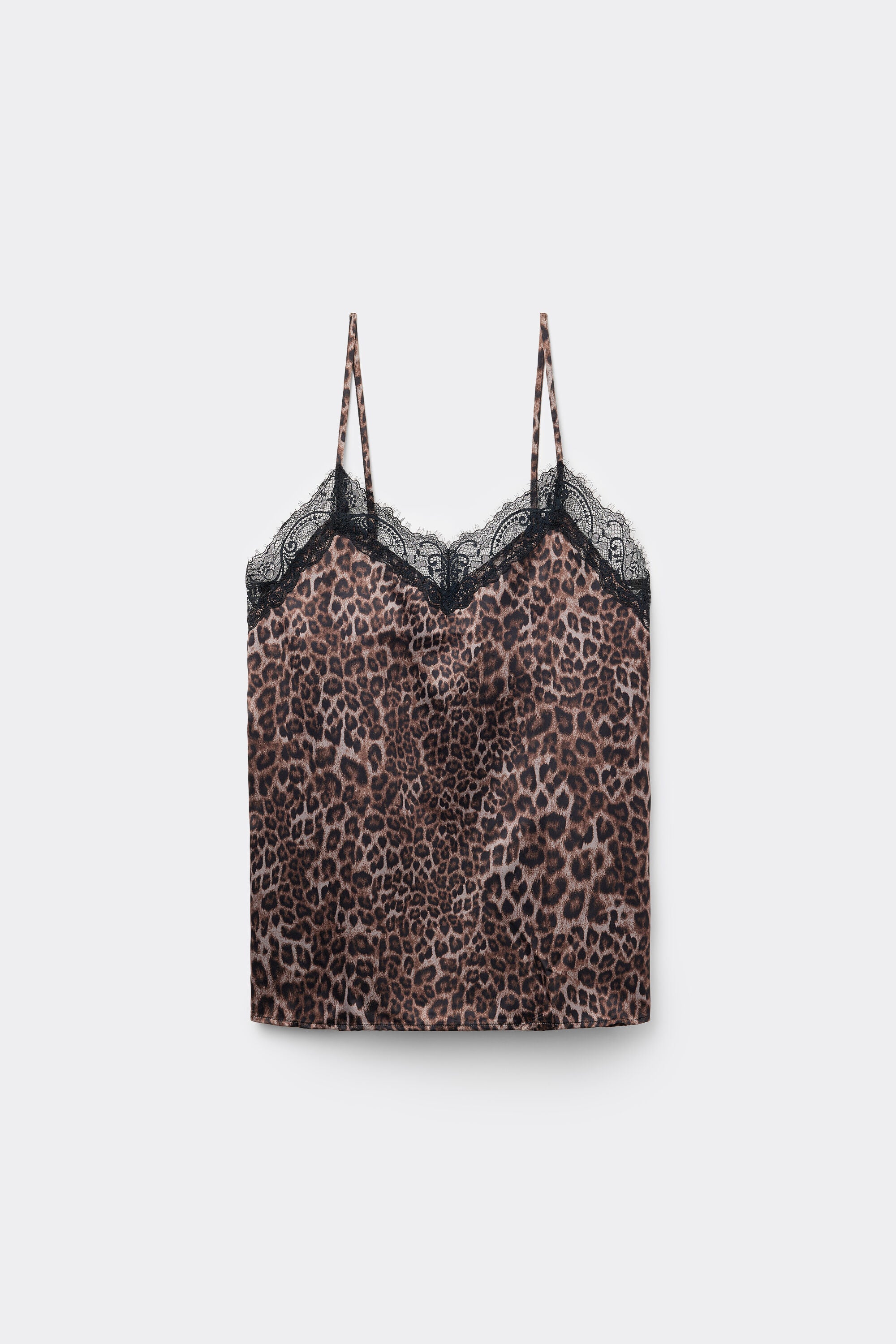 גופיית סטן ותחרה עם הדפס מנומר