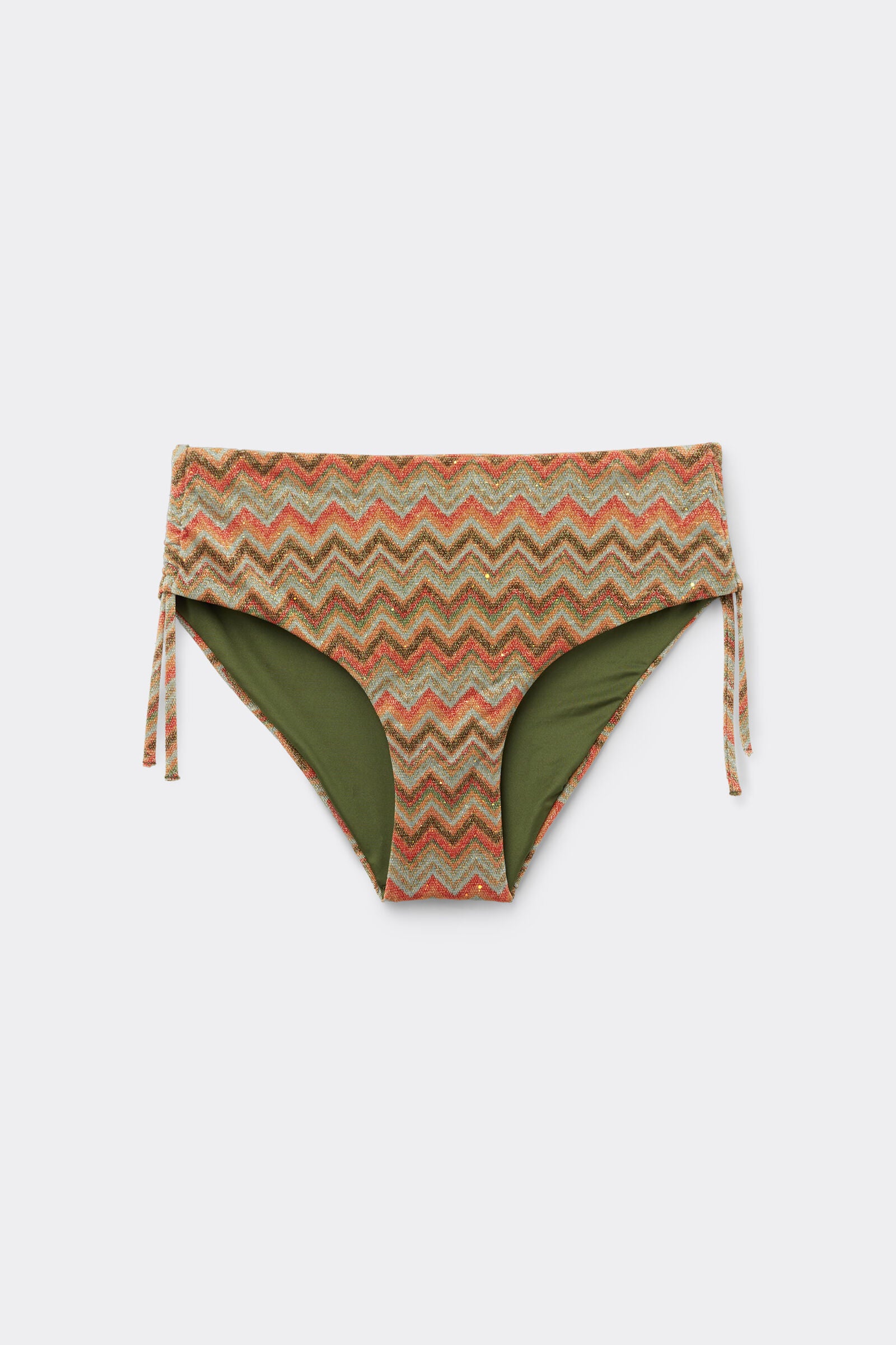 תחתוני ביקיני בגזרה גבוהה עם שרוך כיווץ Luxury Chevron