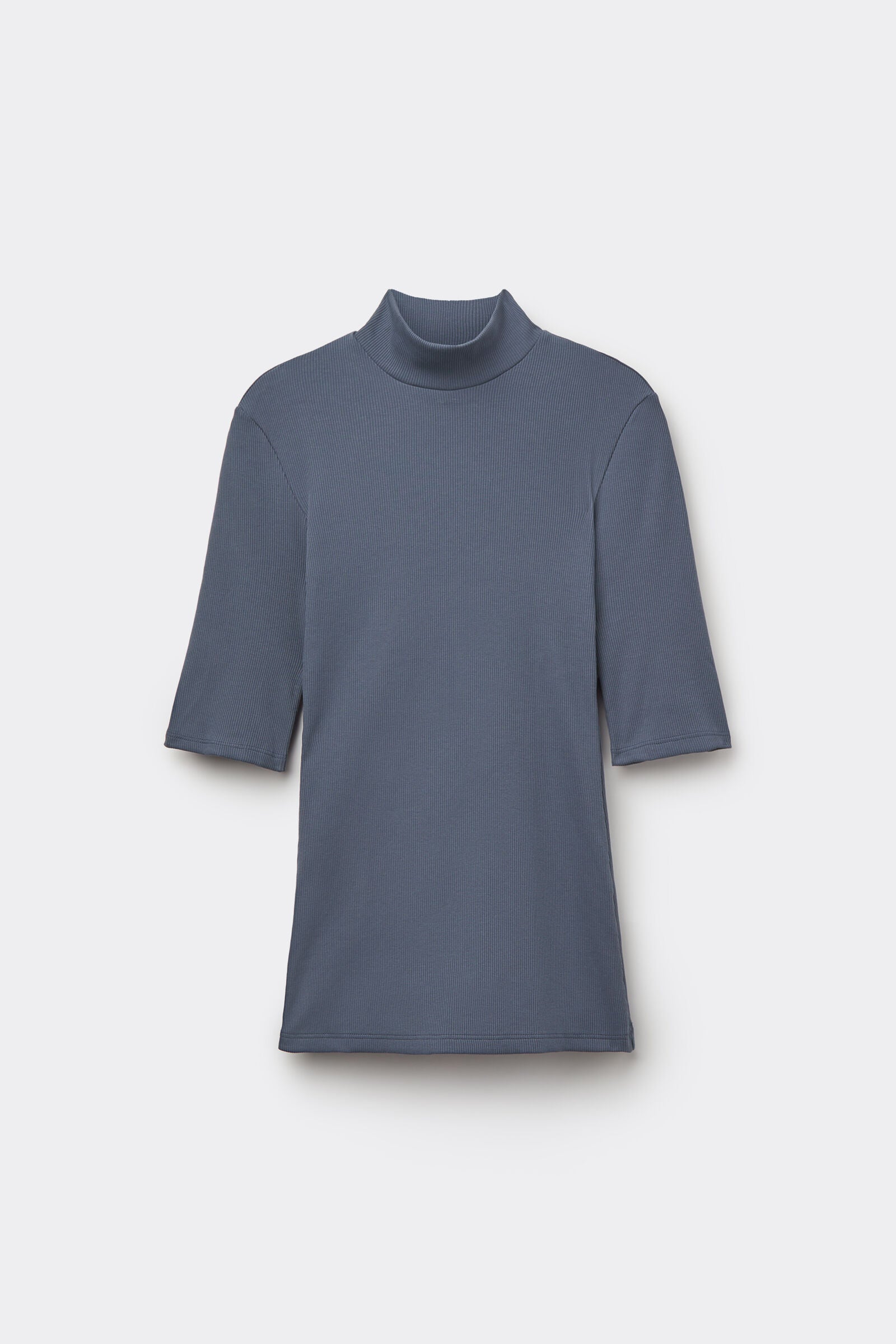 חולצת גולף מבד כותנה בטקסטורת ריב עם שרוולי 3/4