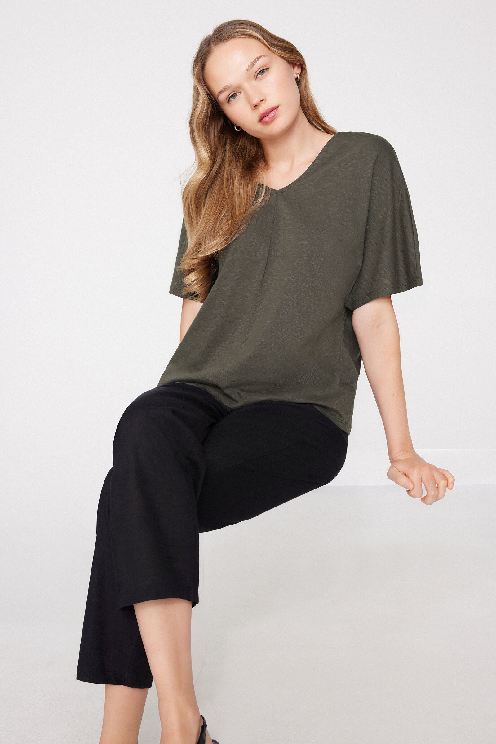 טי שירט 100% Slub Cotton V