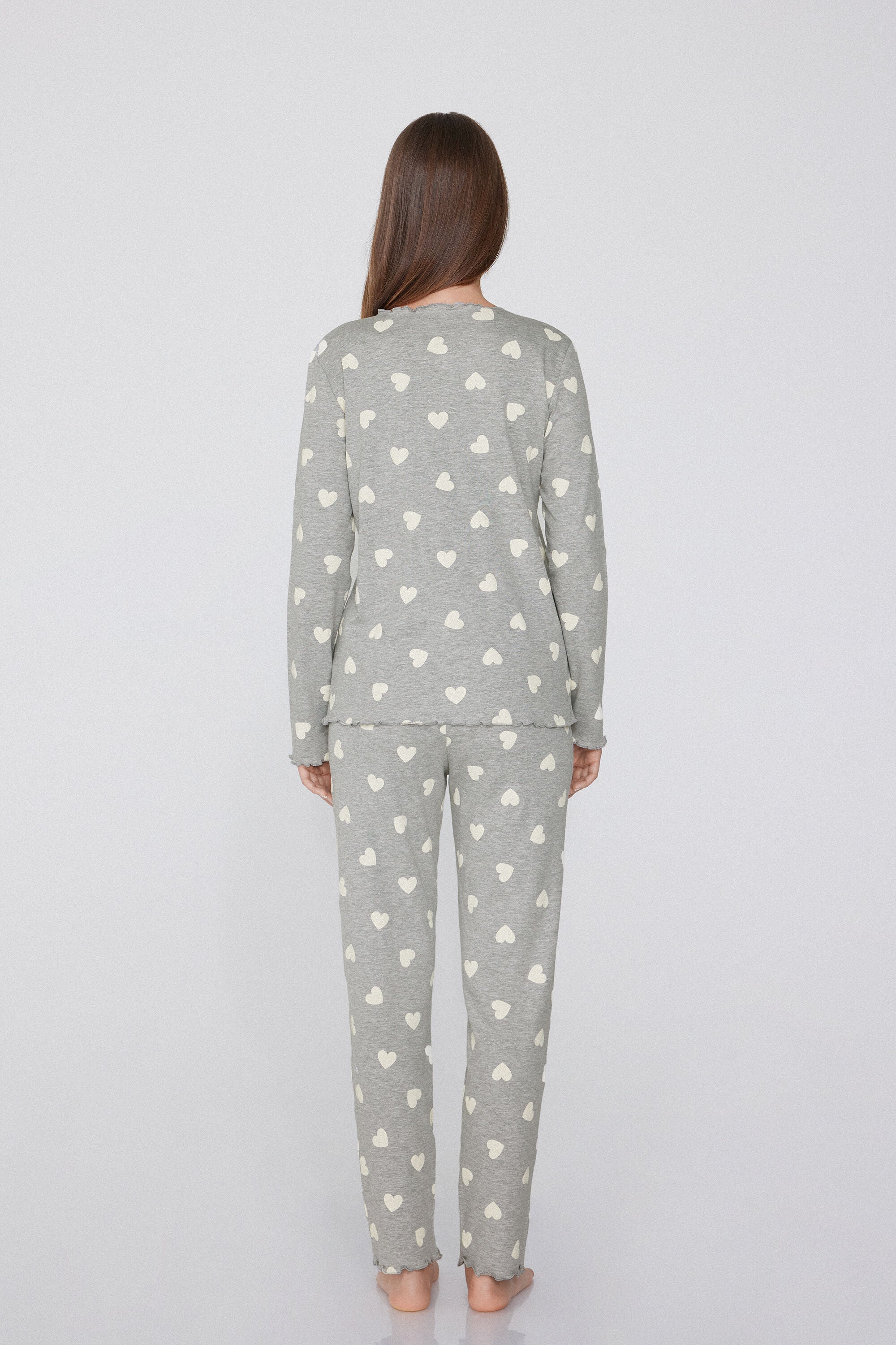 סט פיג'מה הדפס לבבות