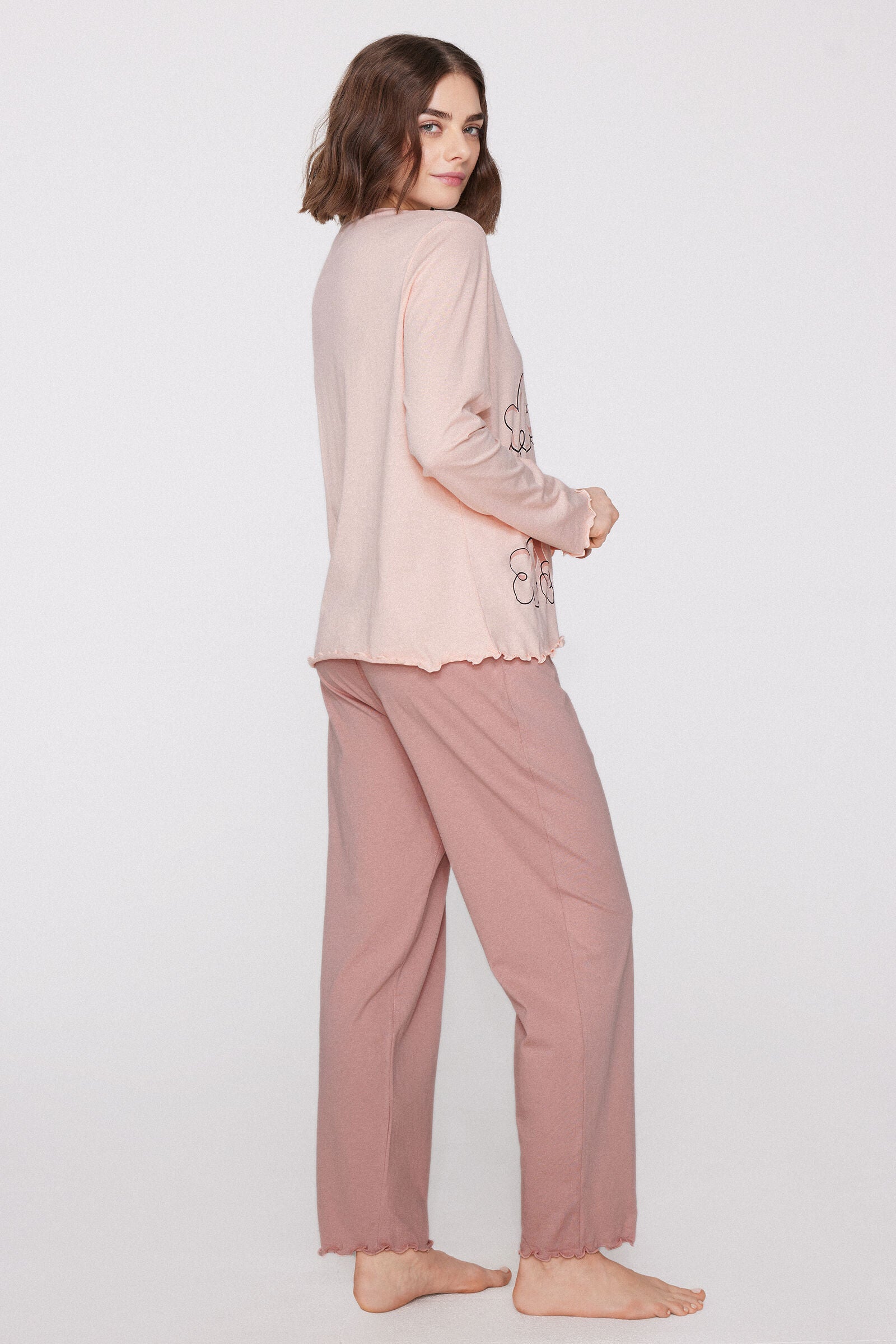 סט פיג'מה ארוכה מבד כותנה Dog Print