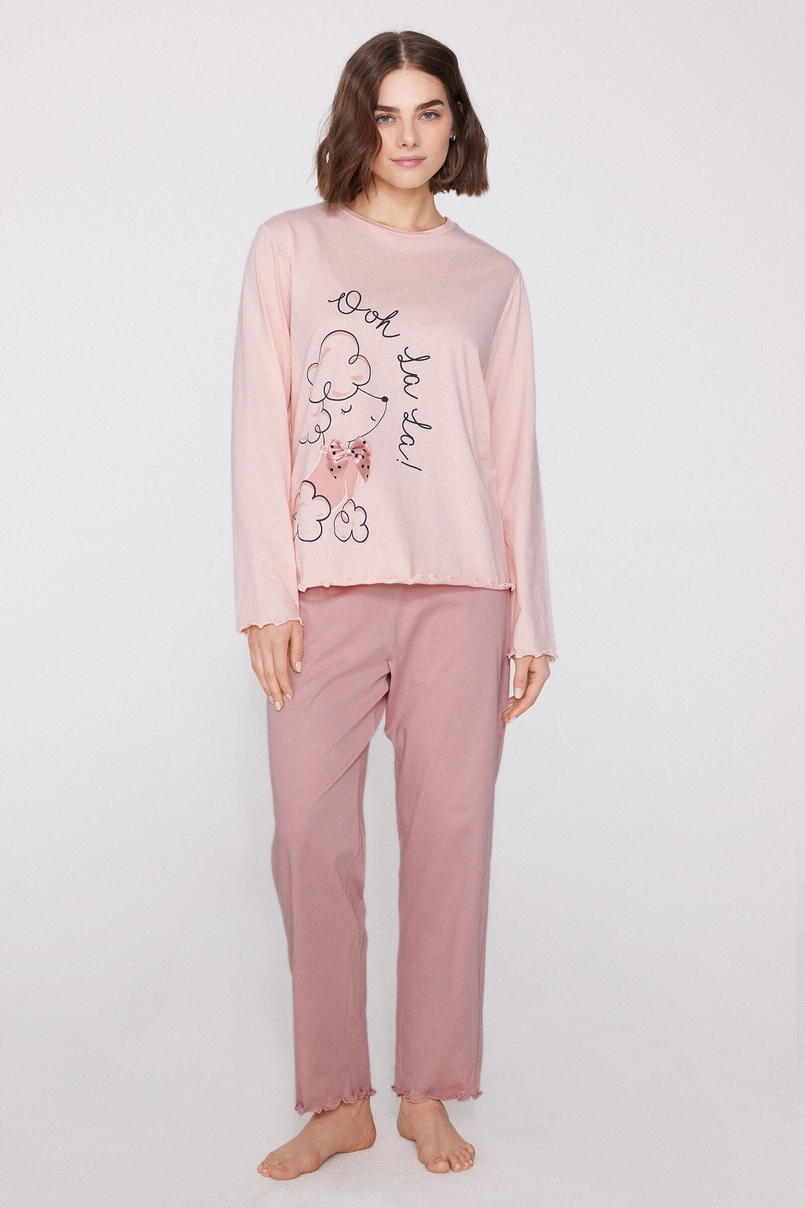 סט פיג'מה ארוכה מבד כותנה Dog Print