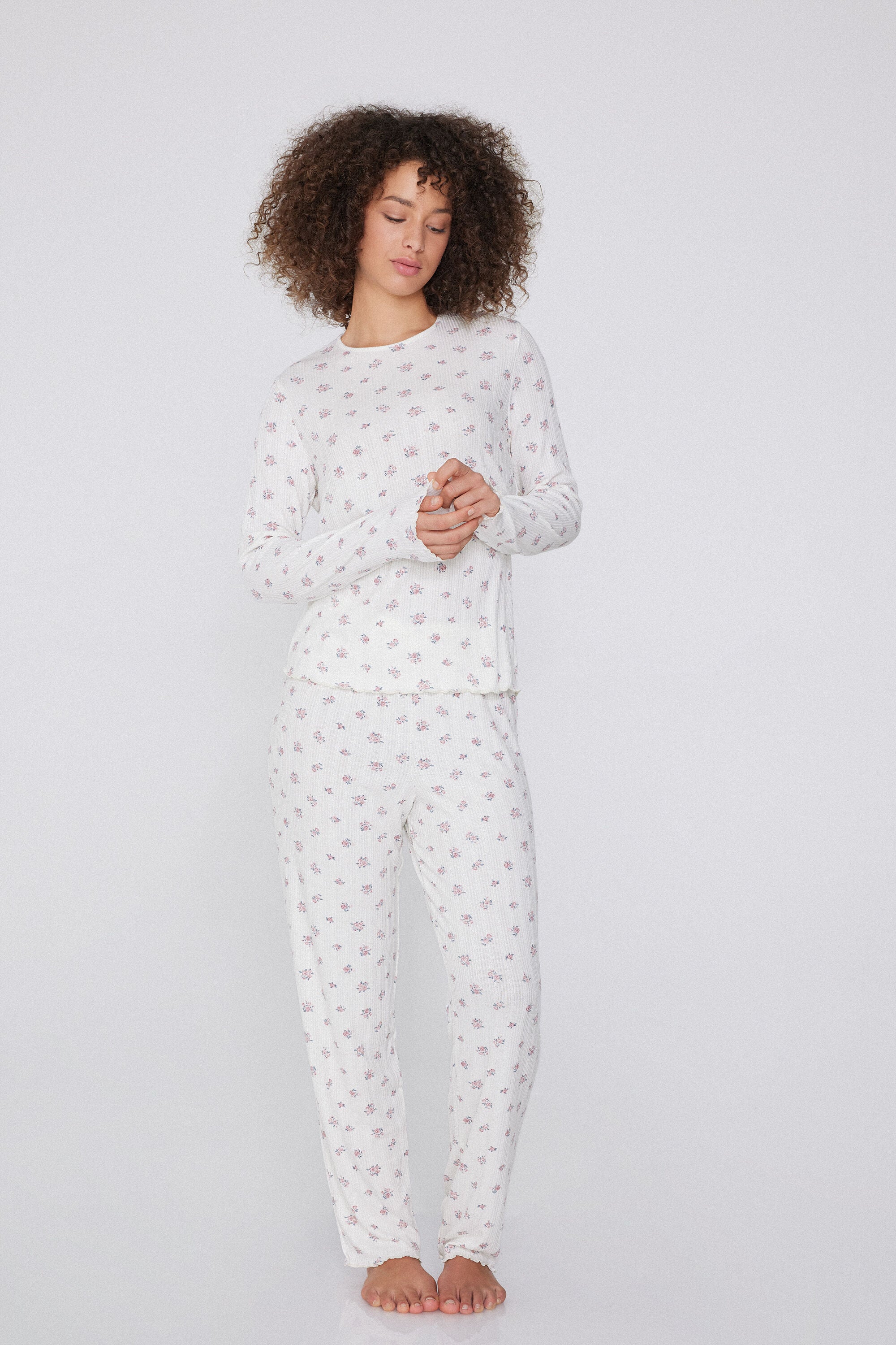 סט פיגמה כותנה ריב פרחוני