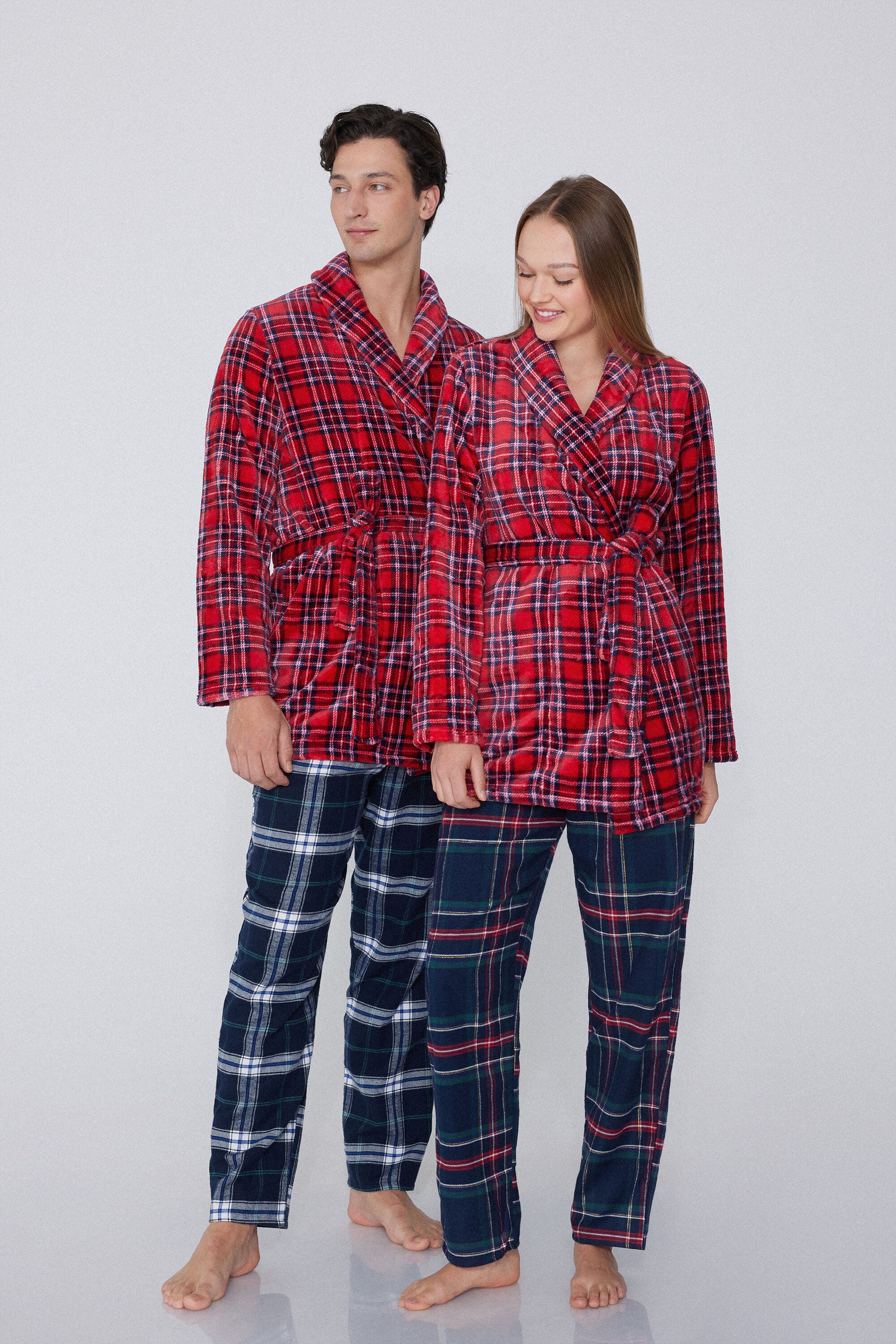 חלוק משבצות קטיפתי יוניסקס