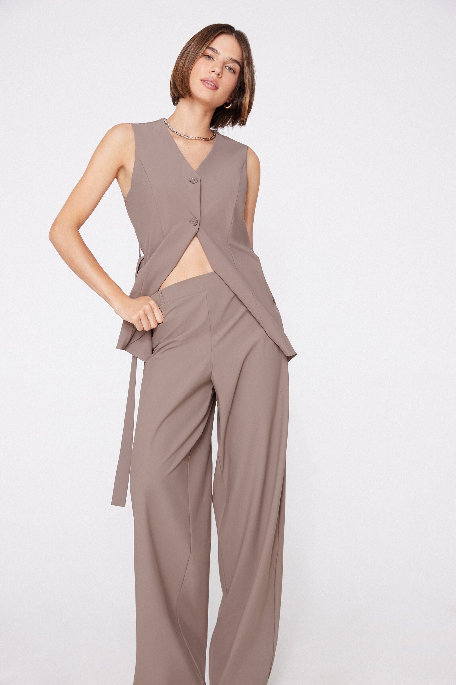 מכנסיים ארוכים מבד מיקרופייבר Easy Fit