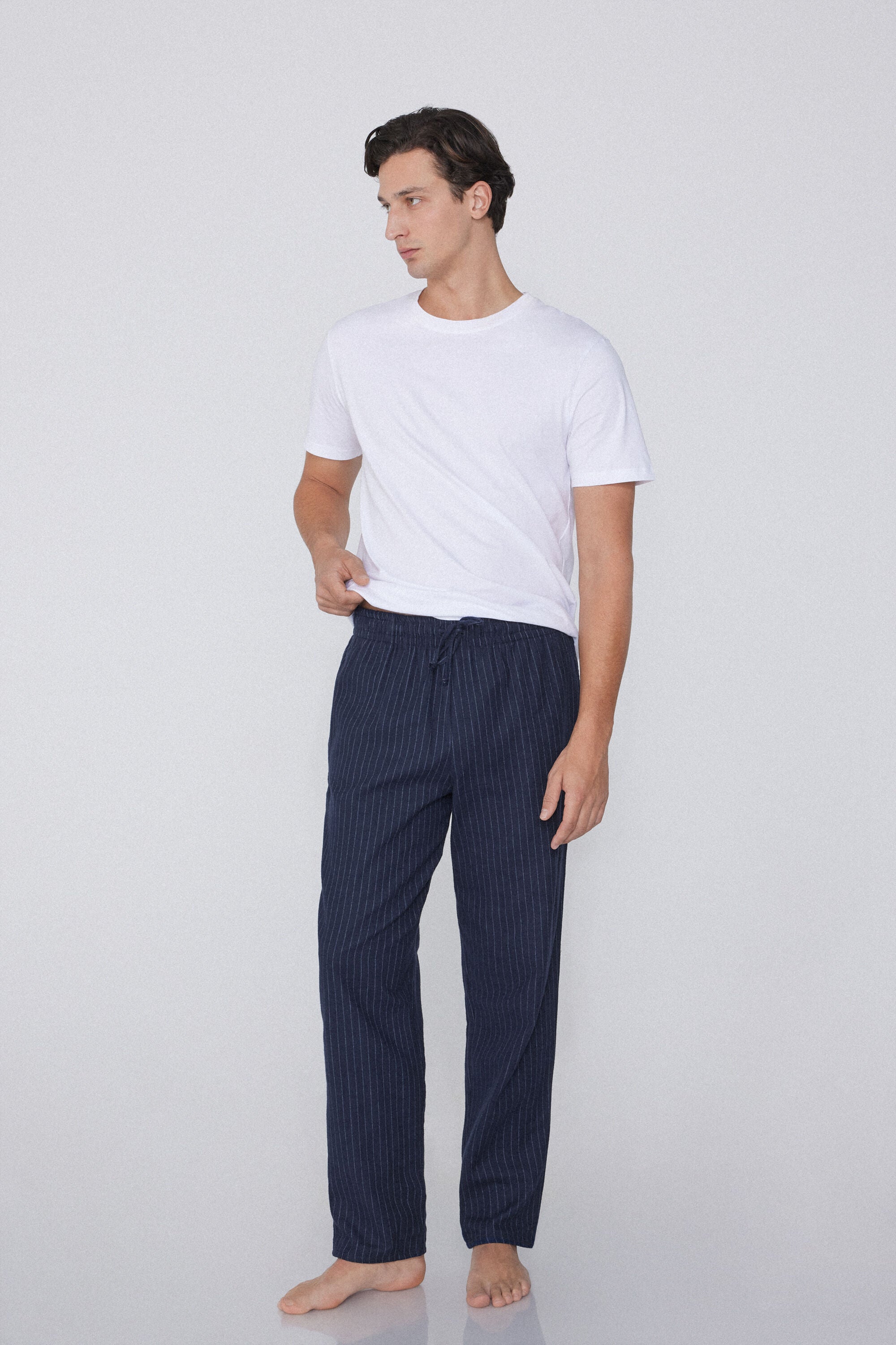 מכנסי פיג'מה פלנל פסים