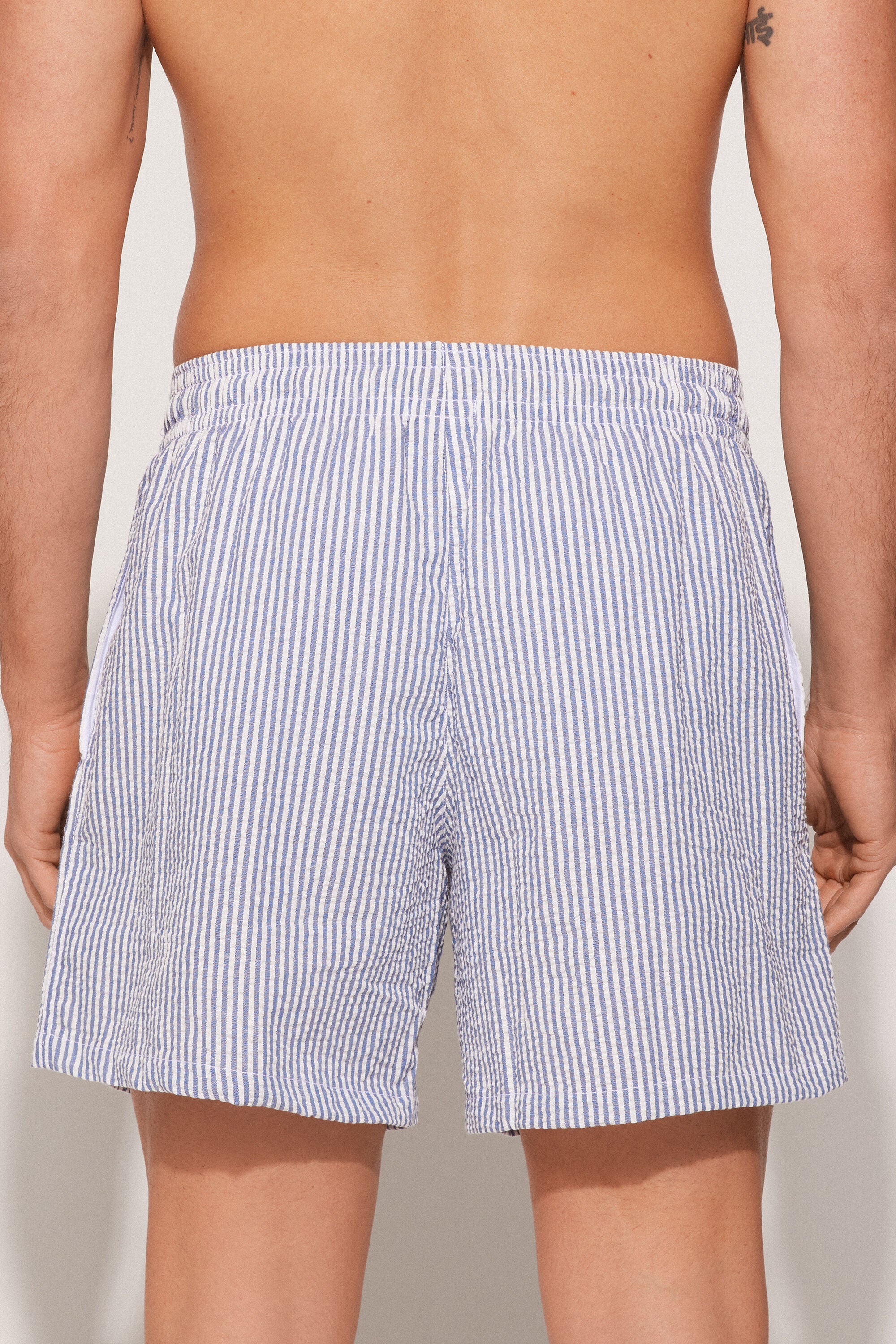 מכנסי בגד ים Crinkled Striped