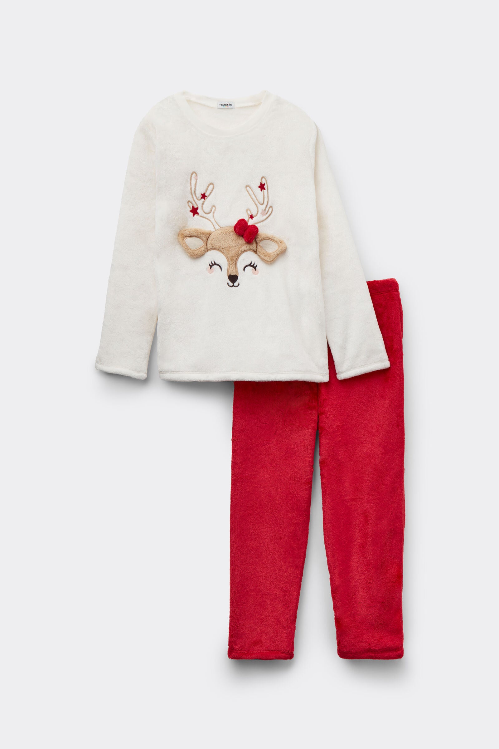 פיג’מה פליז ארוכה לילדות Reindeer Patch