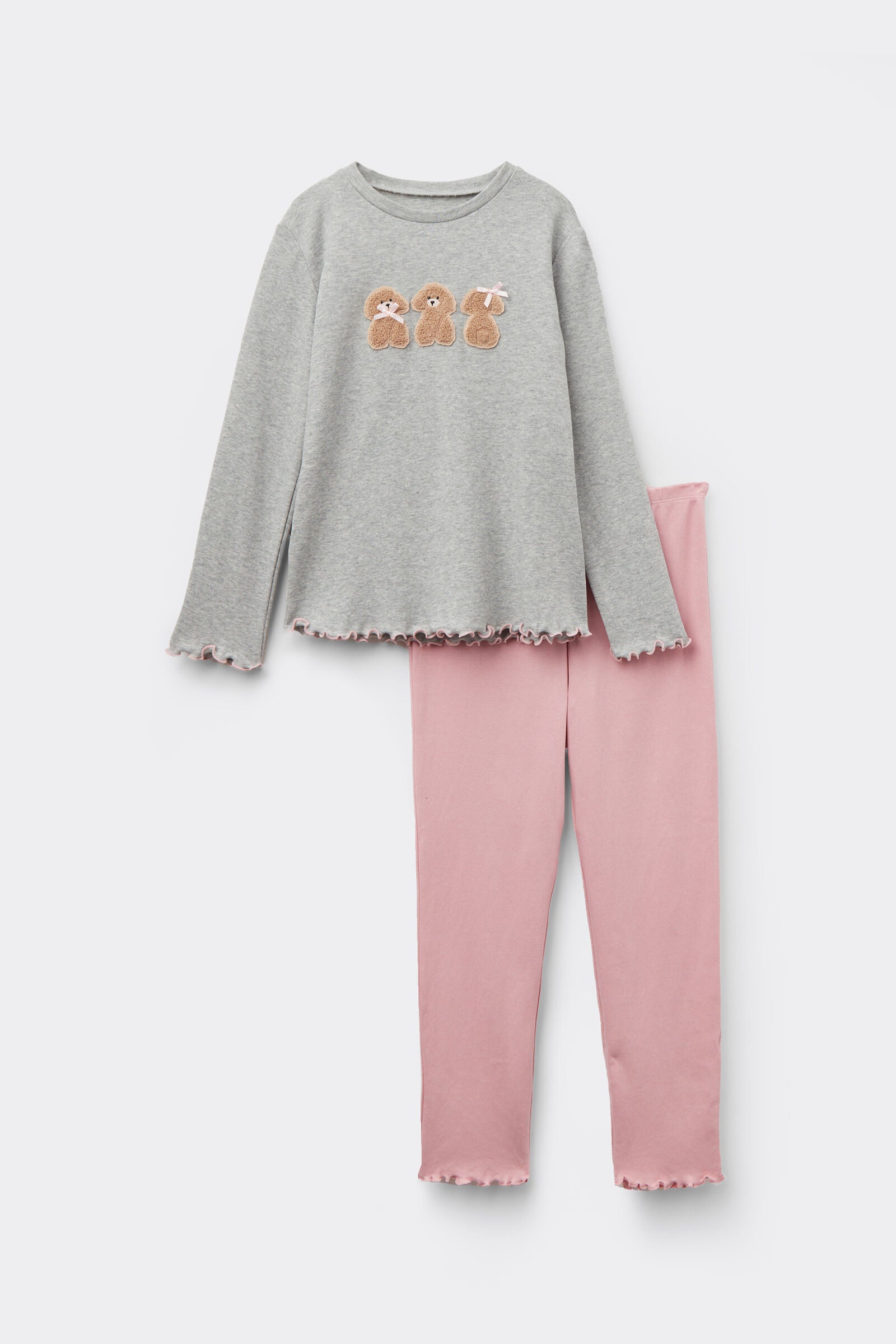 סט פיג'מה ארוכה עם פטץ' כלבלבים