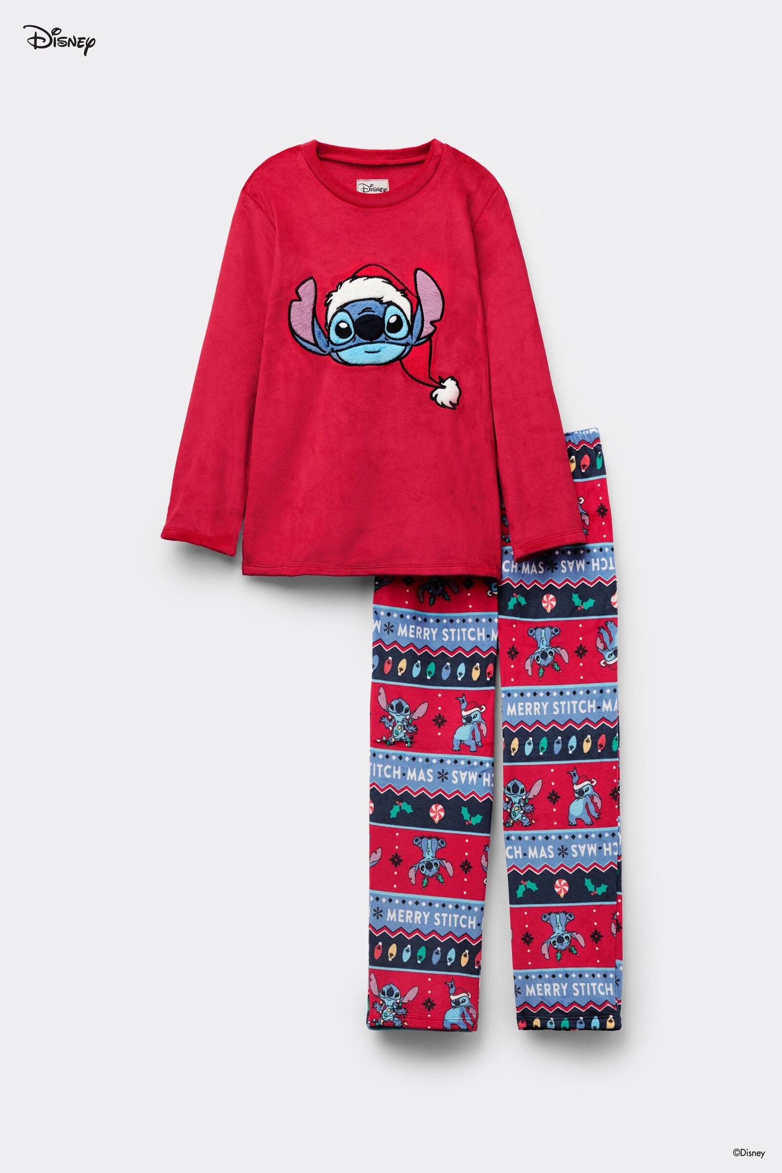 סט פיג'מה יוניסקס מבד מיקרו-פליז Christmas Disney Stitch