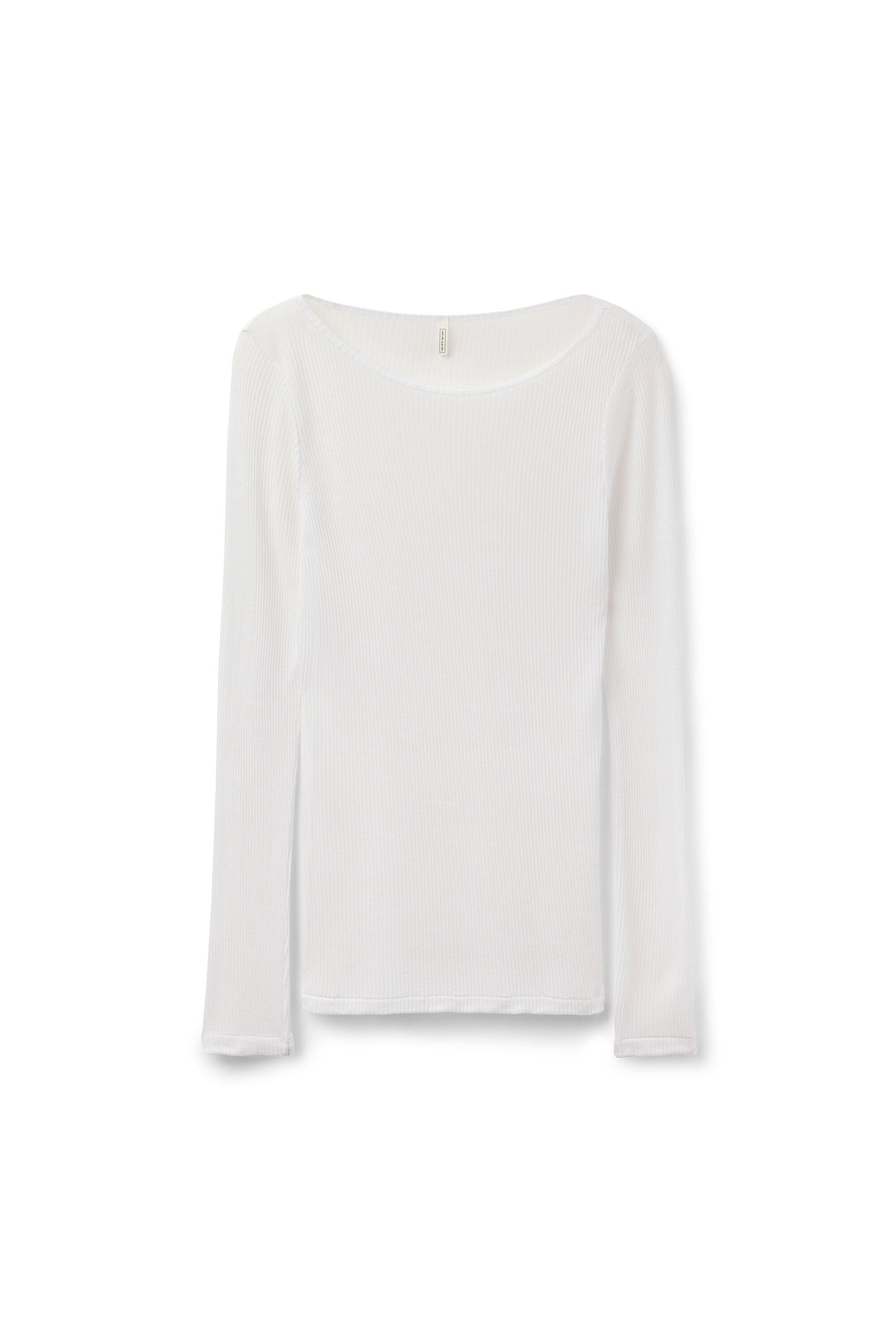 חולצת ריב קשמיר ארוכה עם צווארון סירה