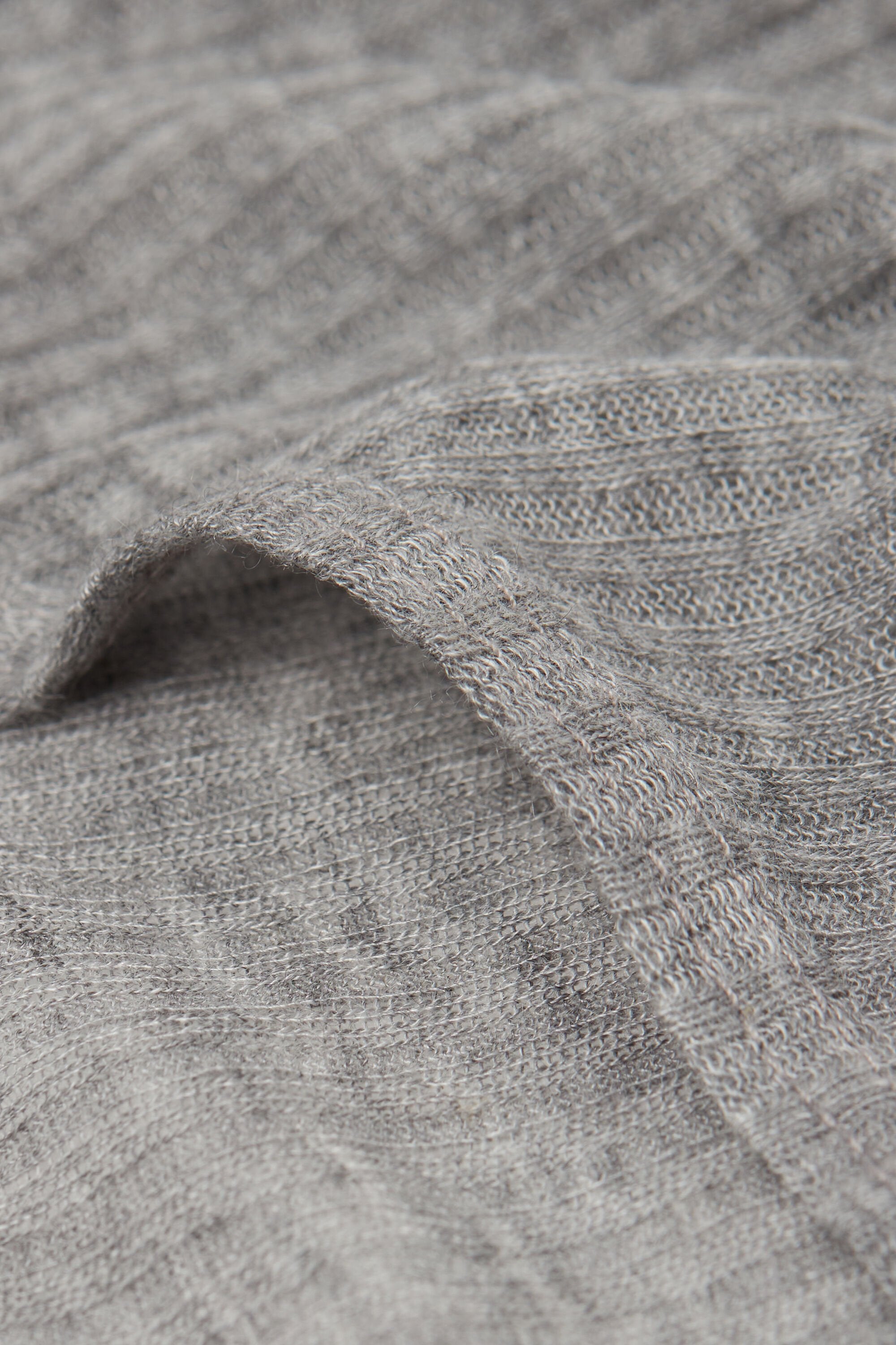 חולצת ריב קשמיר ארוכה עם צווארון סירה