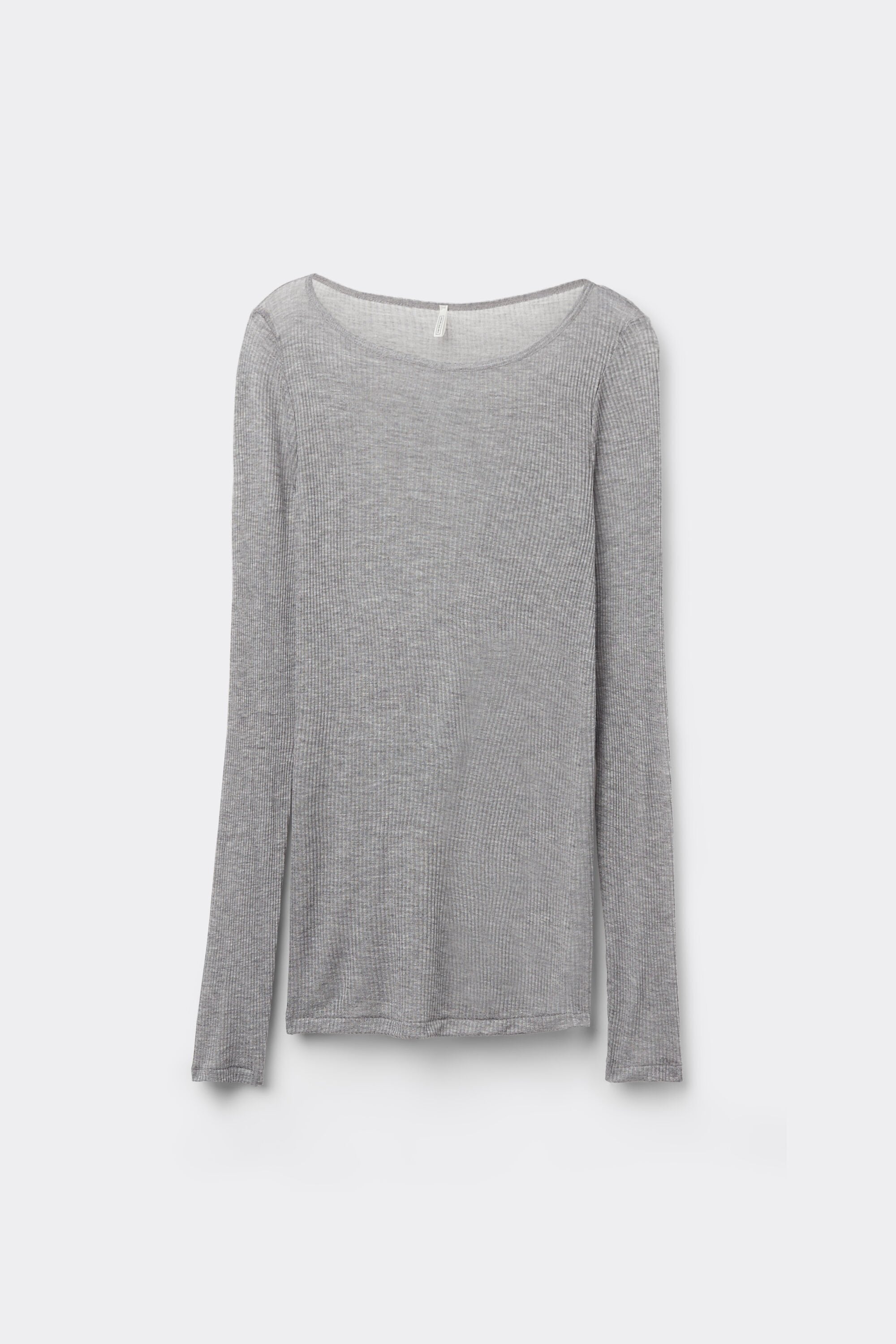 חולצת ריב קשמיר ארוכה עם צווארון סירה