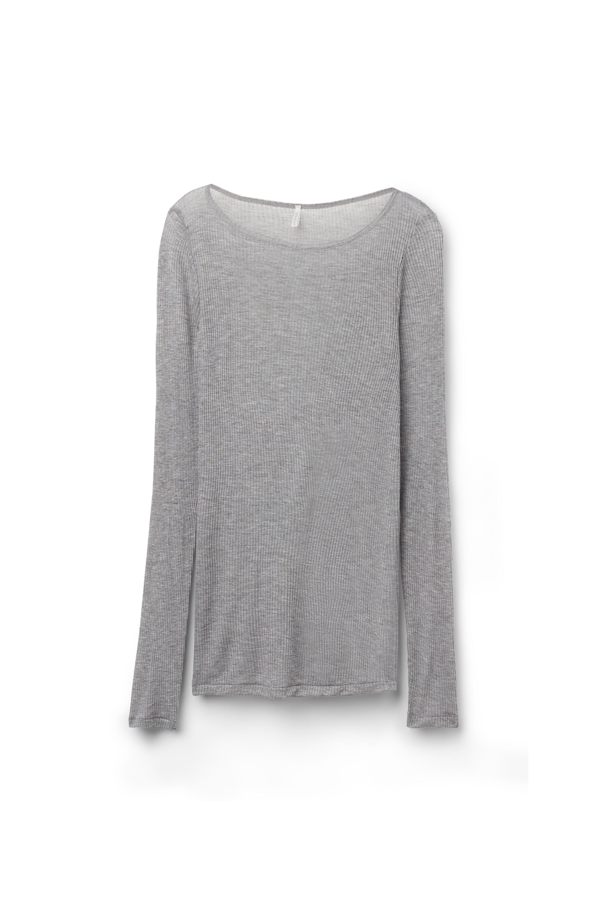 חולצת ריב קשמיר ארוכה עם צווארון סירה