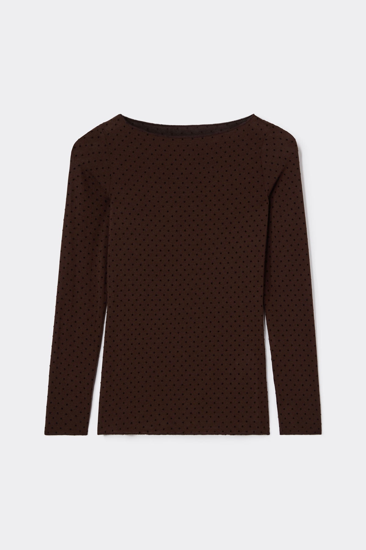 חולצת Ultralight Cashmere עם צווארון סירה והדפס נקודות קטיפה