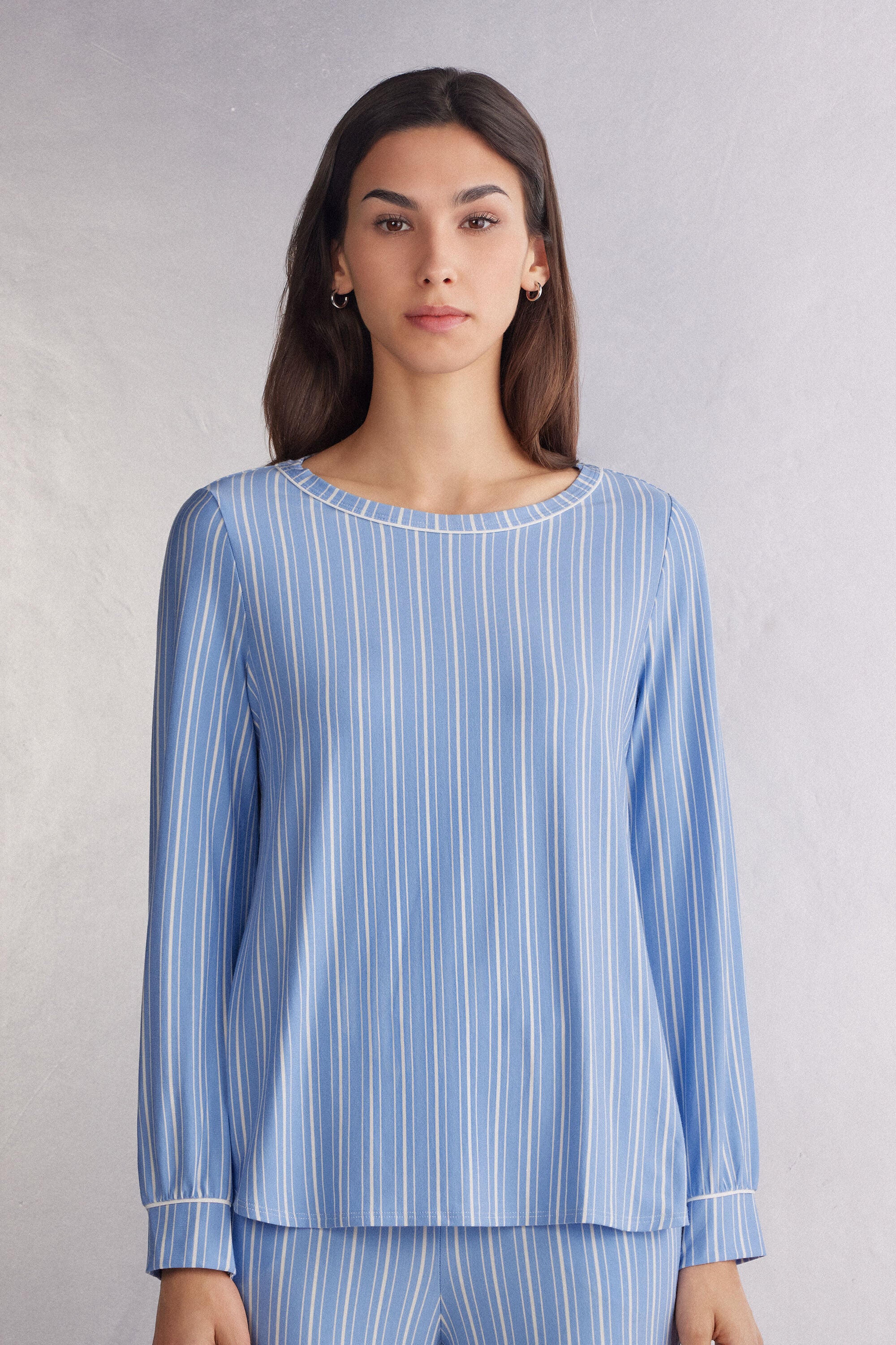 חולצה ארוכה מפתח סירה Oxford Stripes