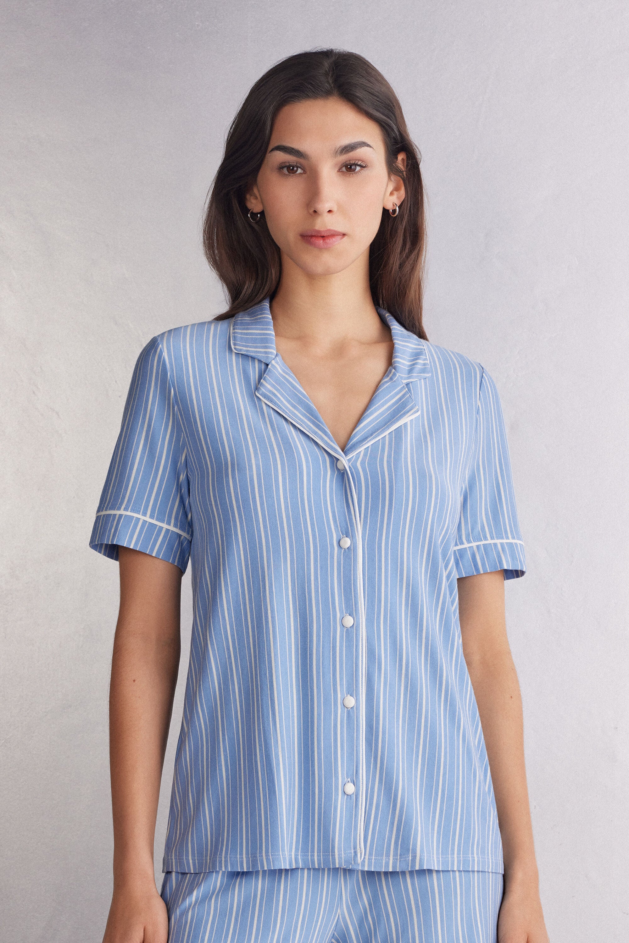 חולצה מכופתרת קצרה Oxford Stripes