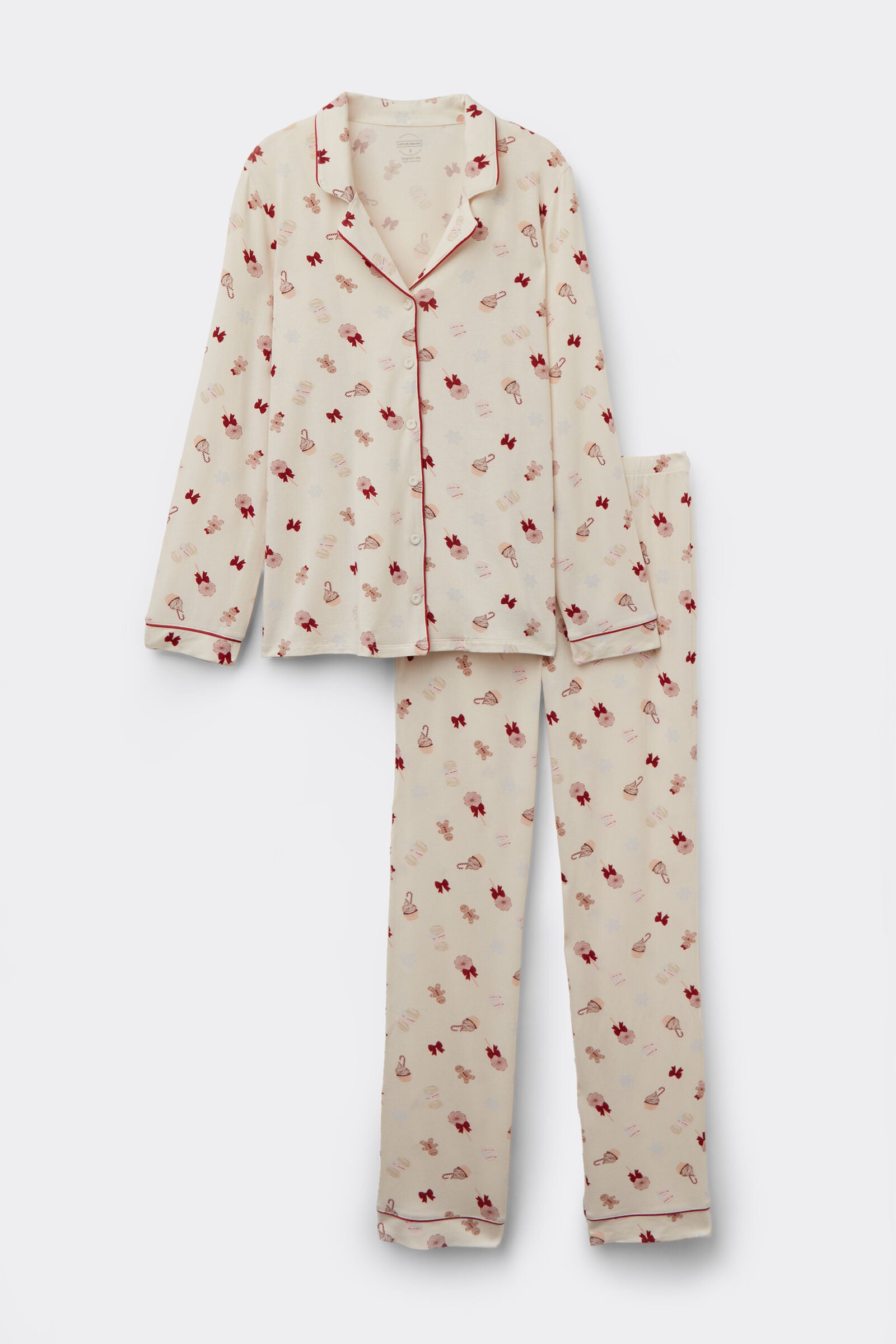 סט פיג'מה עם הדפס חג המולד