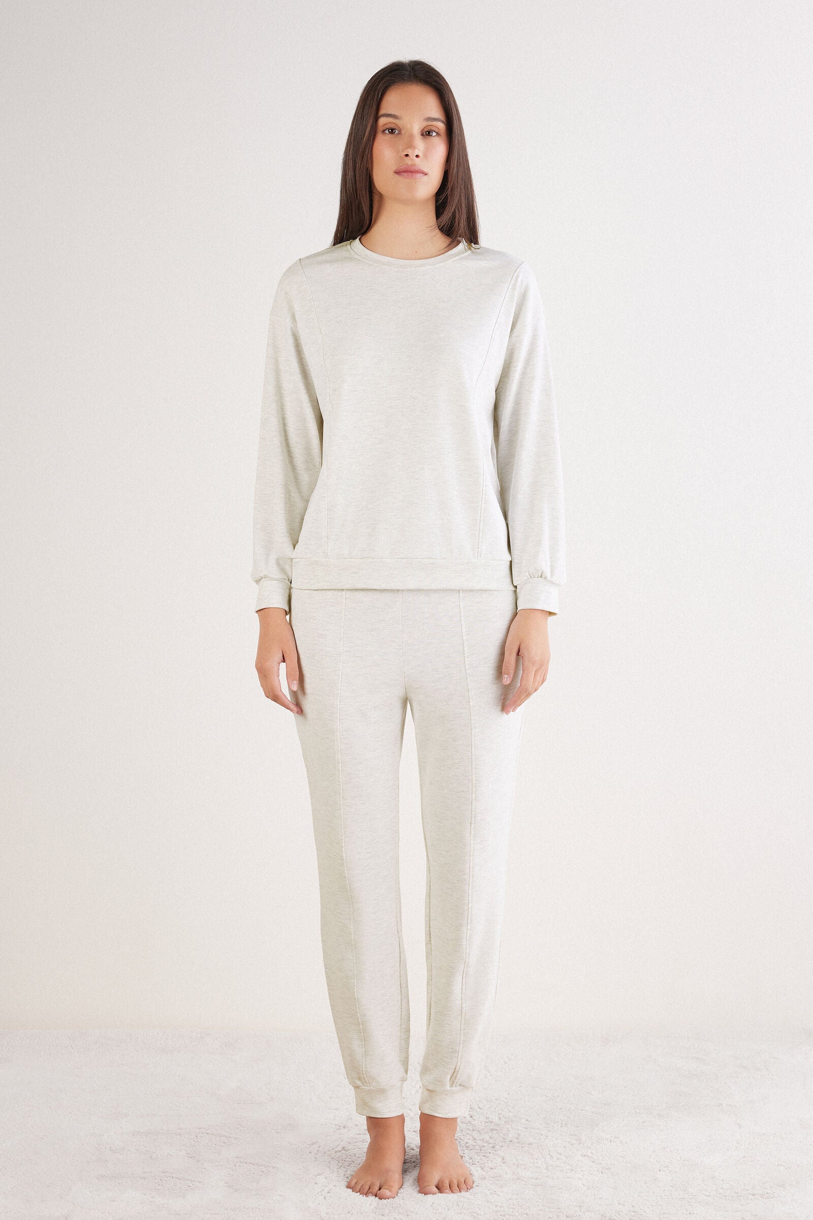 סט פיג'מה חולצה ומכנסיים מבד מודל