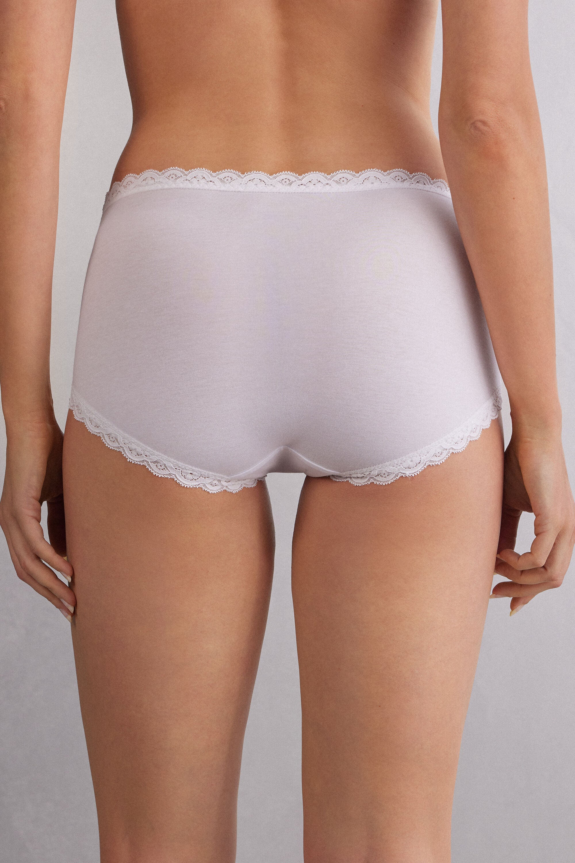 תחתונים צרפתיים כותנה ותחרה High-Waisted