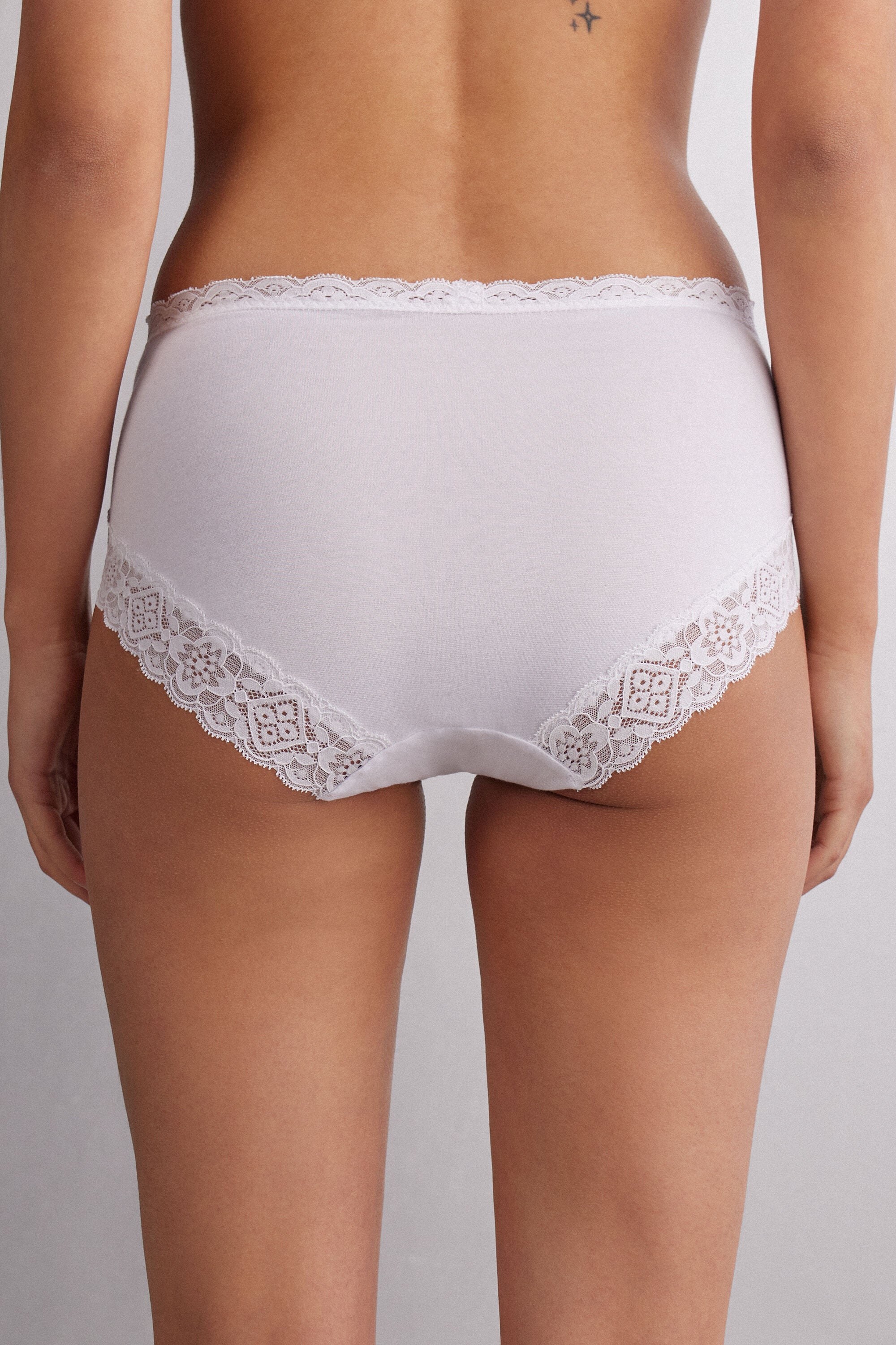 תחתוני כותנה ותחרה Semi-High Rise