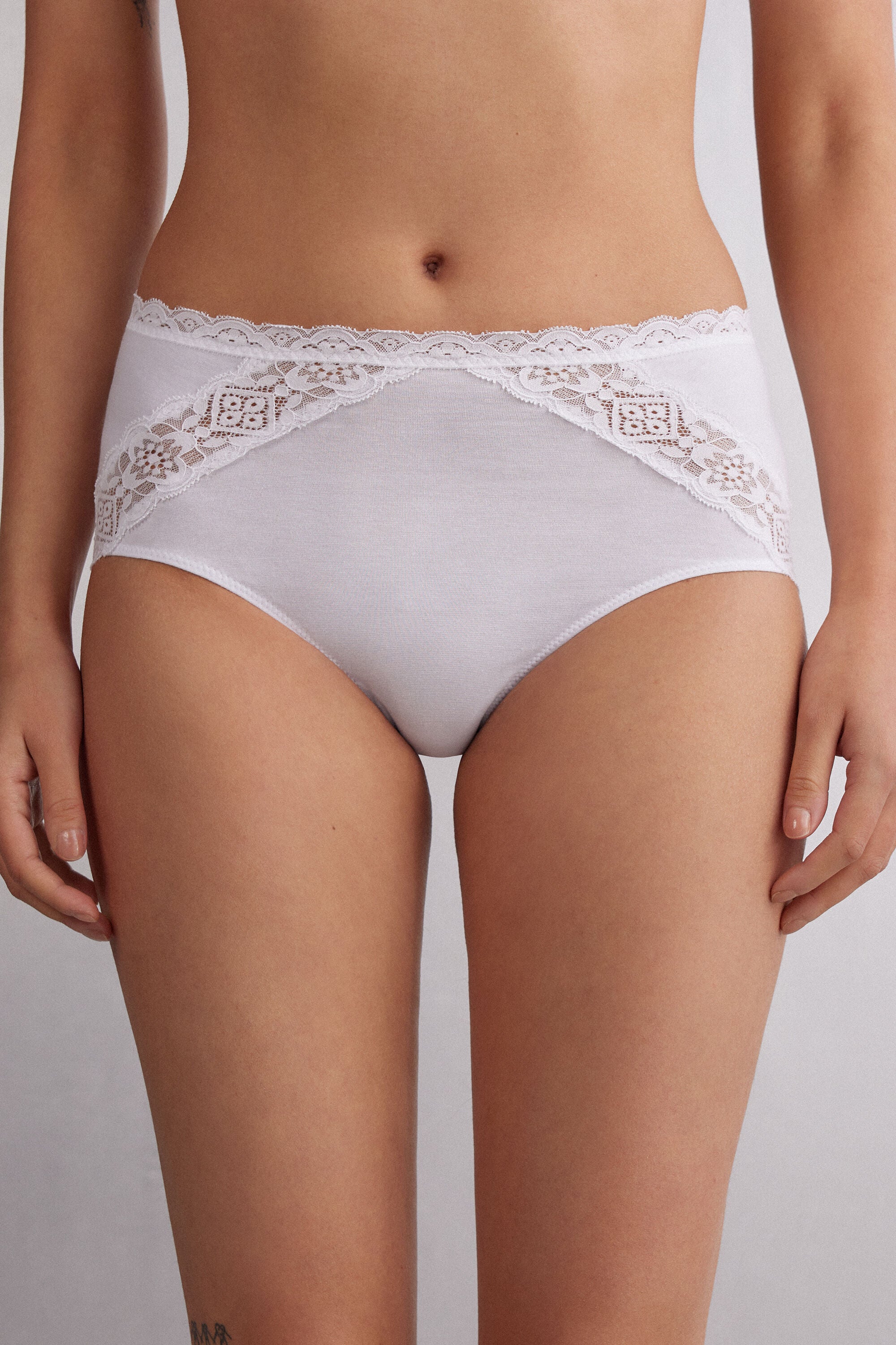 תחתוני כותנה ותחרה Semi-High Rise