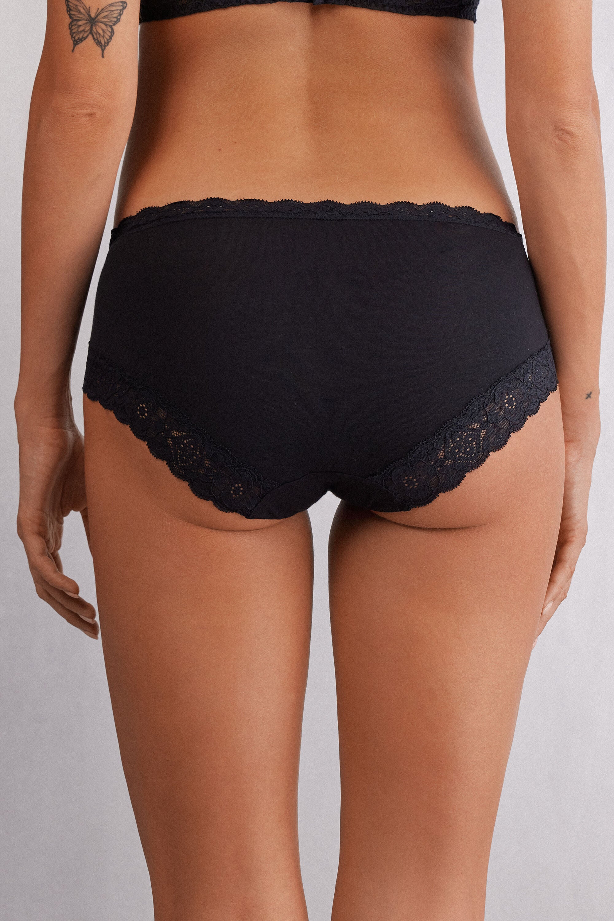 תחתוני כותנה ותחרה Semi-High Rise