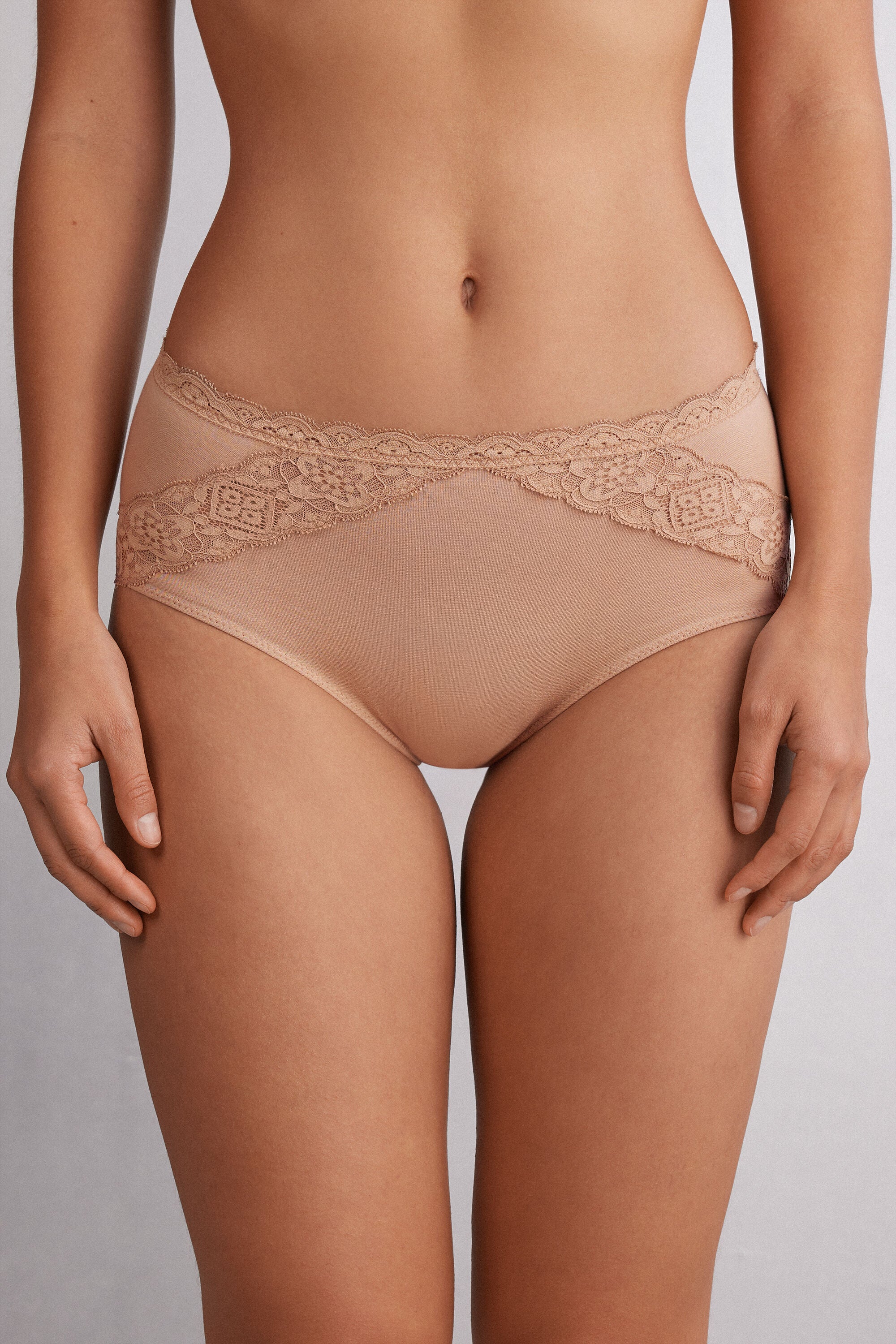 תחתוני כותנה ותחרה Semi-High Rise