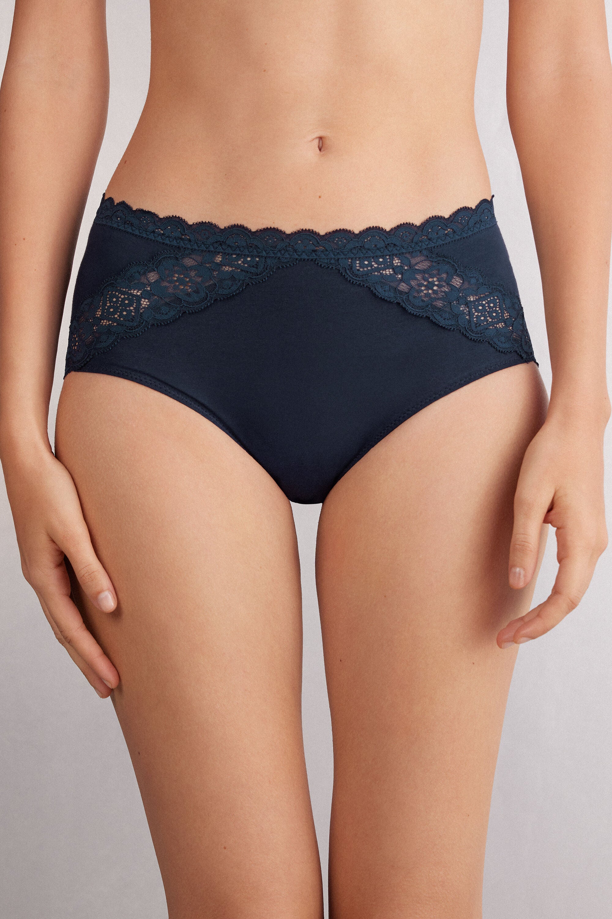 תחתוני כותנה ותחרה Semi-High Rise