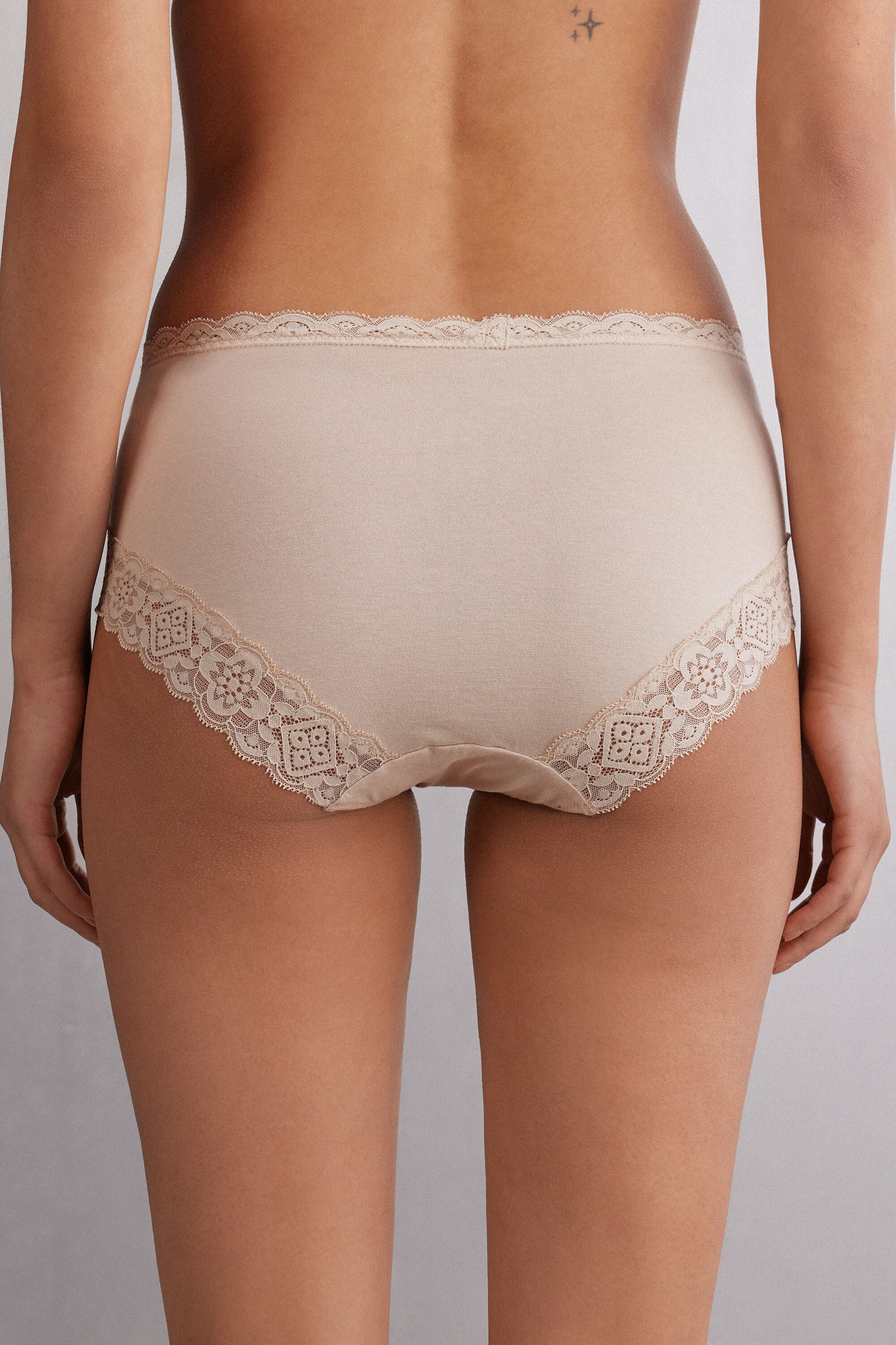 תחתוני כותנה ותחרה Semi-High Rise