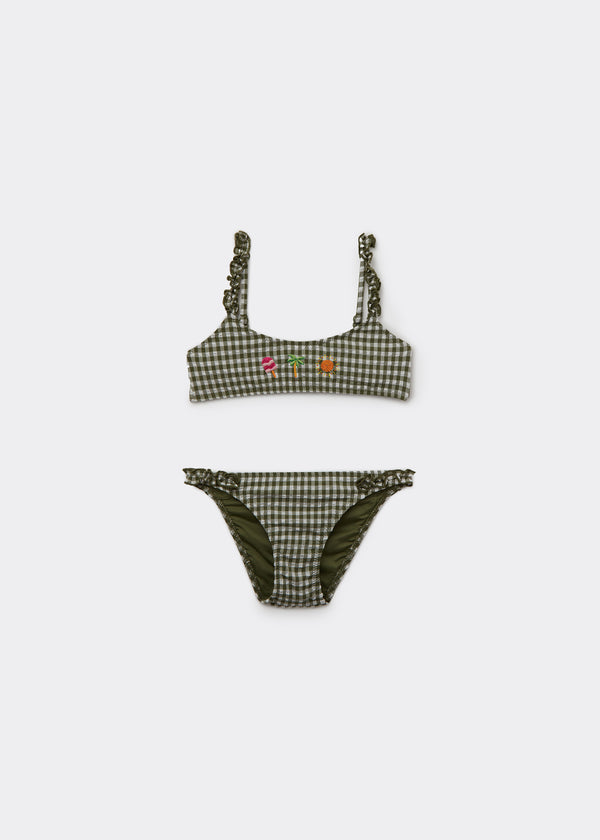 סט ביקיני לילדות Green Vichy