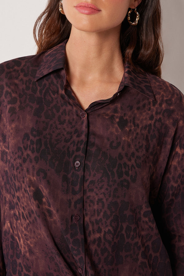 חולצה מכופתרת בהדפס Dark Animalier