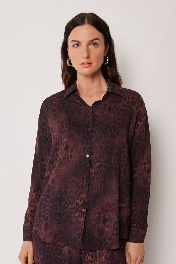 חולצה מכופתרת בהדפס Dark Animalier