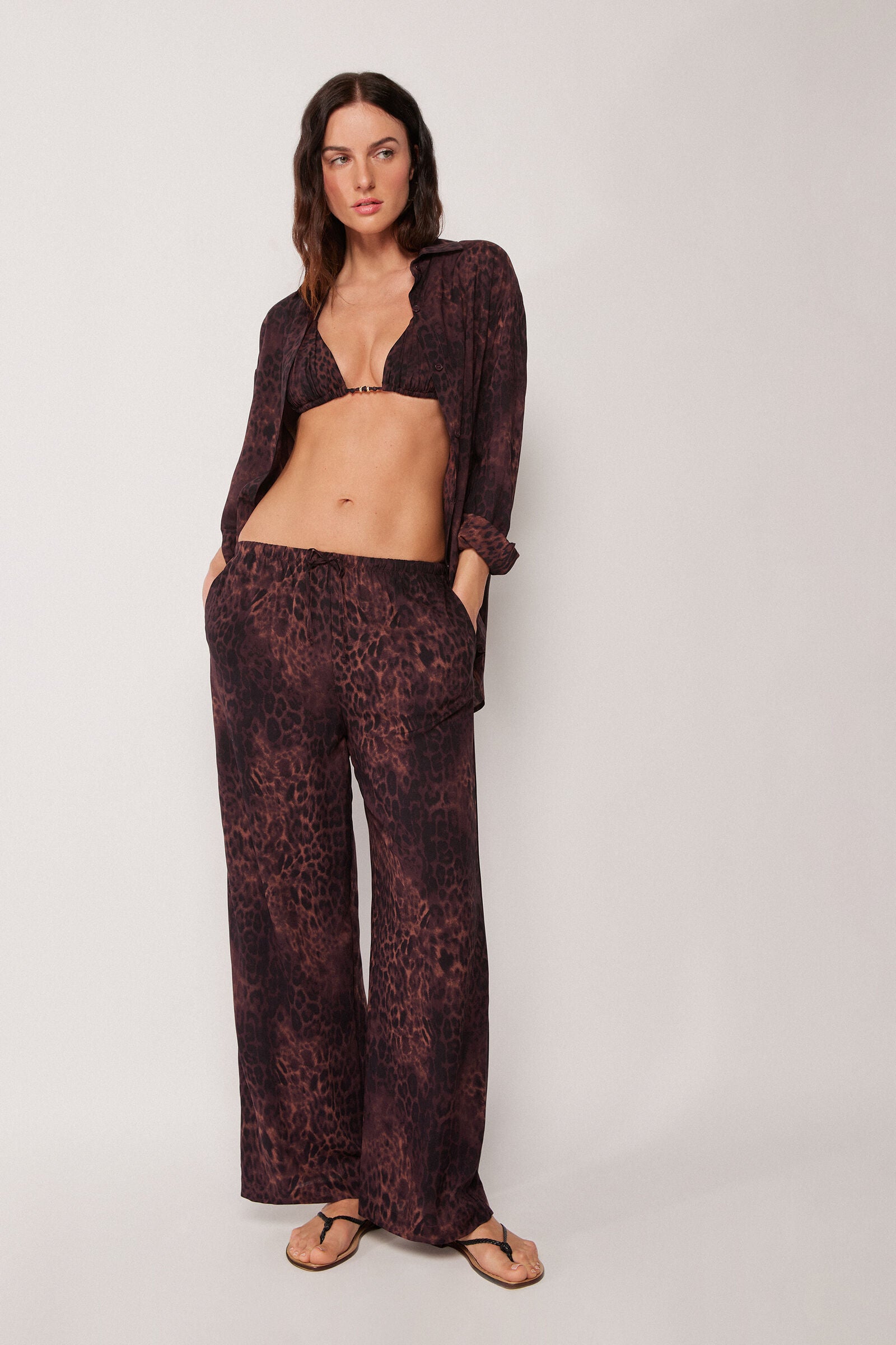 מכנסיים בהדפס מנומר Dark Animalier