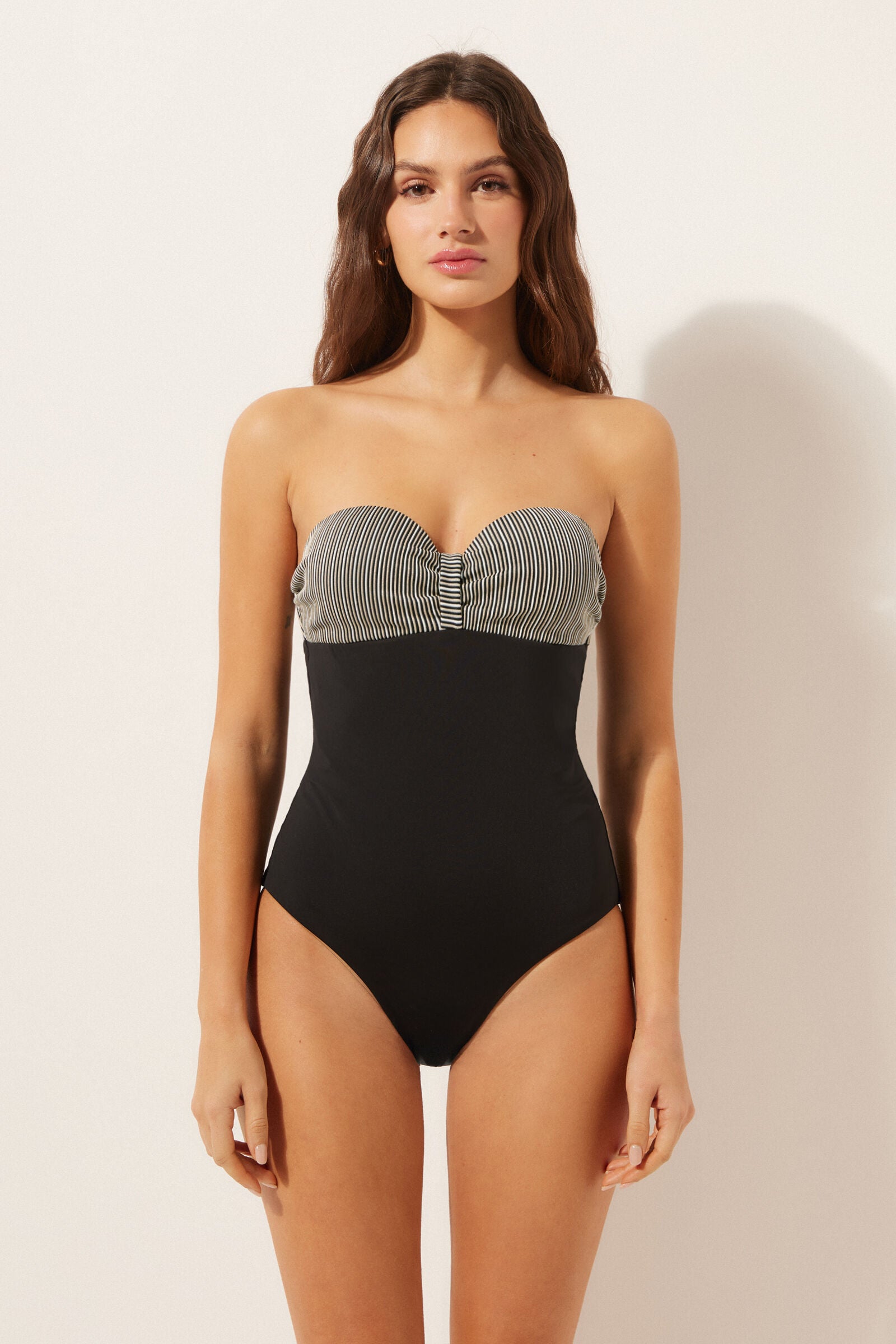 בגד ים סטרפלס שלם Golden Stripes