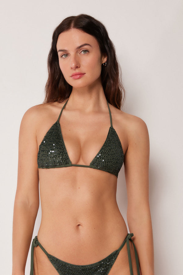 חזיית ביקיני משולשים Sequin Net