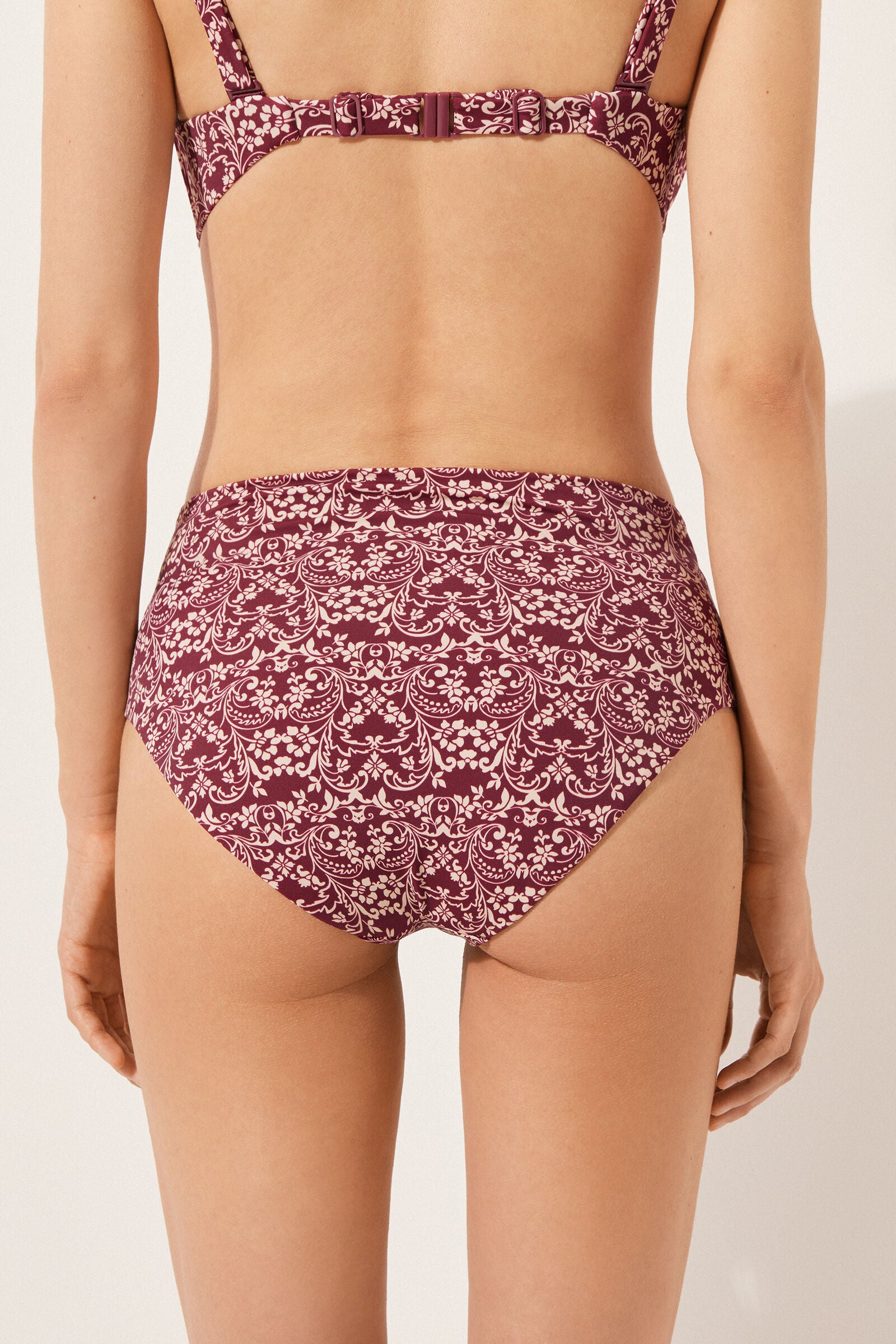 תחתוני ביקיני High-Waisted Botanic Bordeaux